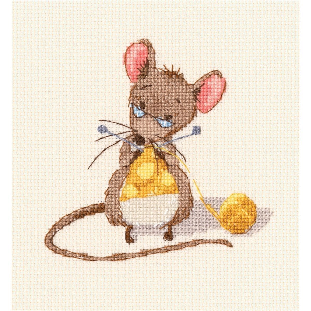 RTO Kreuzstichset „Naschkatze“ – Inkl. Stoff, Garn & Anleitung, Fertig 10x15 Cm, Perfekt Für Anfänger