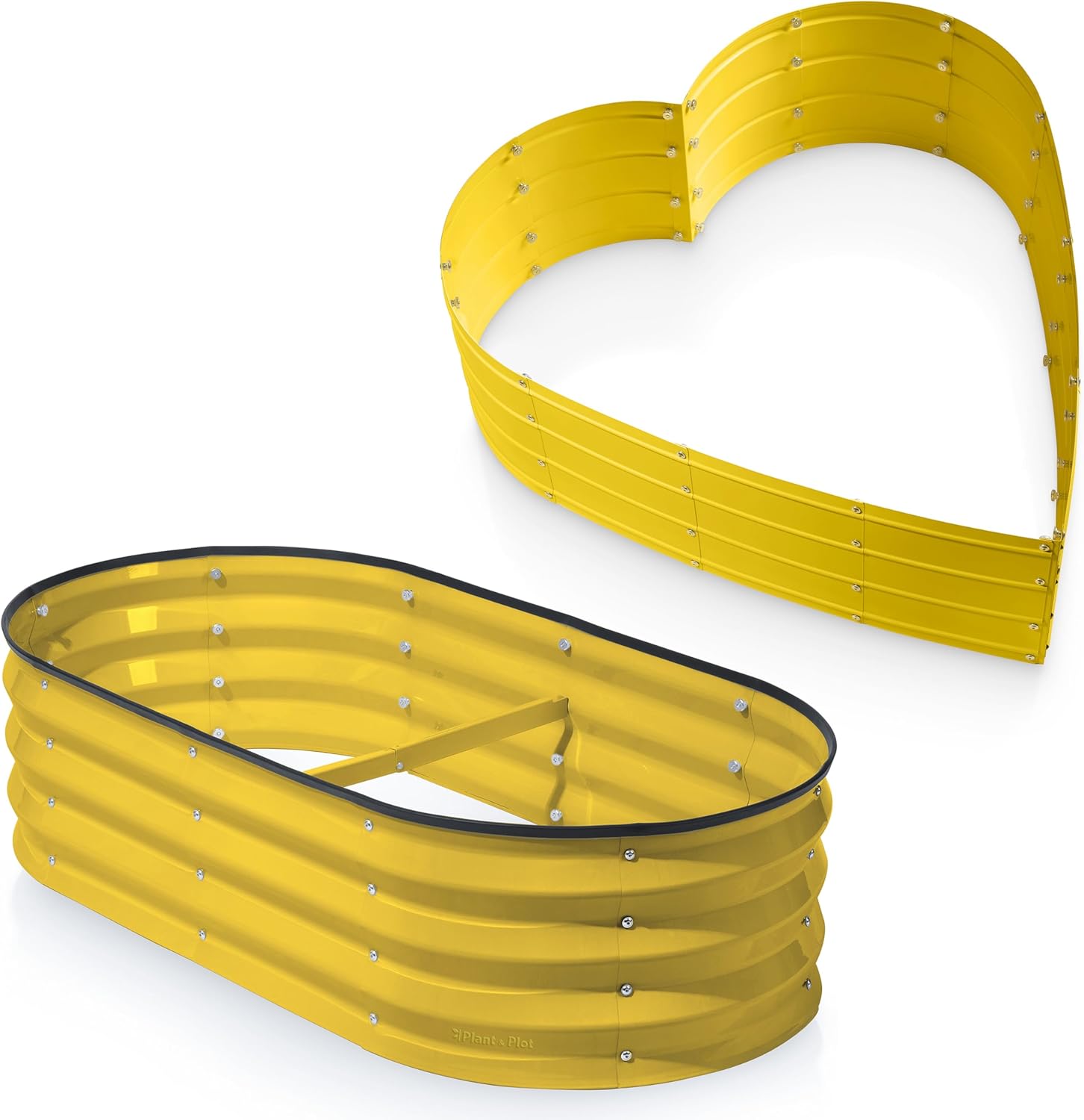 Plant & Plot Galvanized Raised Garden Beds Outdoor // Planter Raised Beds for Gardening, Vegetables, Flowers // Large Metal Garden Box (Yellow) // Tool-Free Assembly