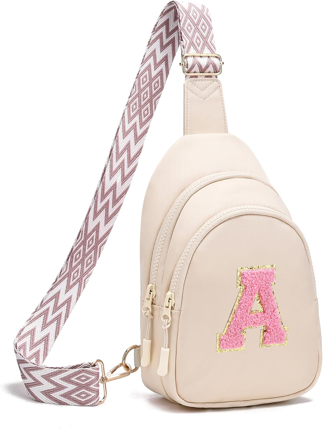 I IHAYNER Birthday Gifts for 5 6 7 8 9 10 11 12 13 Year Old Girls Small Cross Body Bag Initial Sling Bag Fanny Pack for Girls (Beige-A)