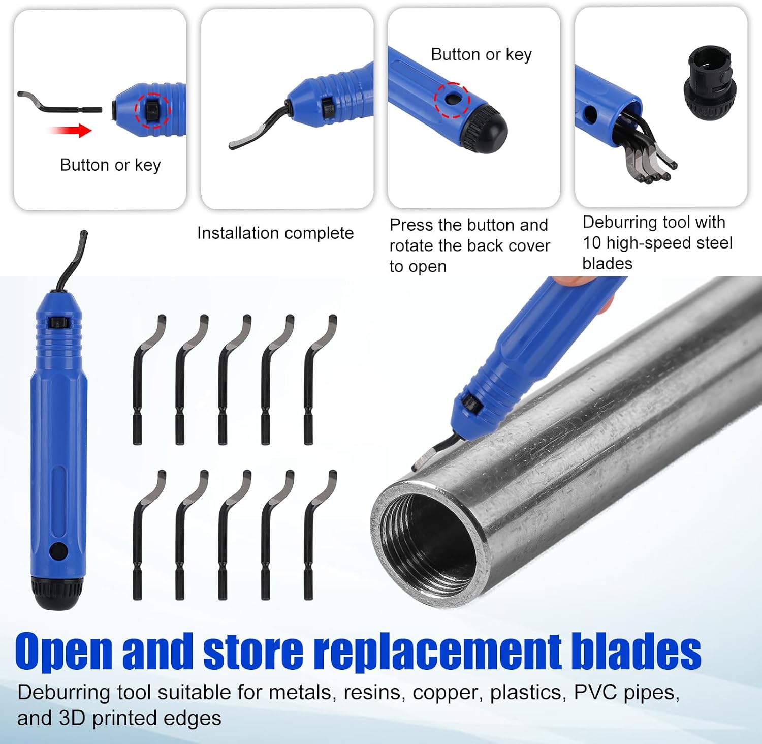 Ratcheting Tubing Cutter, Compact Quick Cut Ratchet Pipe Cutter with Deburring Tool & 10pcs Deburring Blades for 8-29mm/0.31-1.14" Copper PVC PPR Aluminum Brass 3d printer Metal Tubes