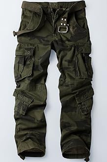 Must Way Men's Cotton Casual Military Army Camo Combat Work Cargo Pants with 8 Pockets F Camo 30
