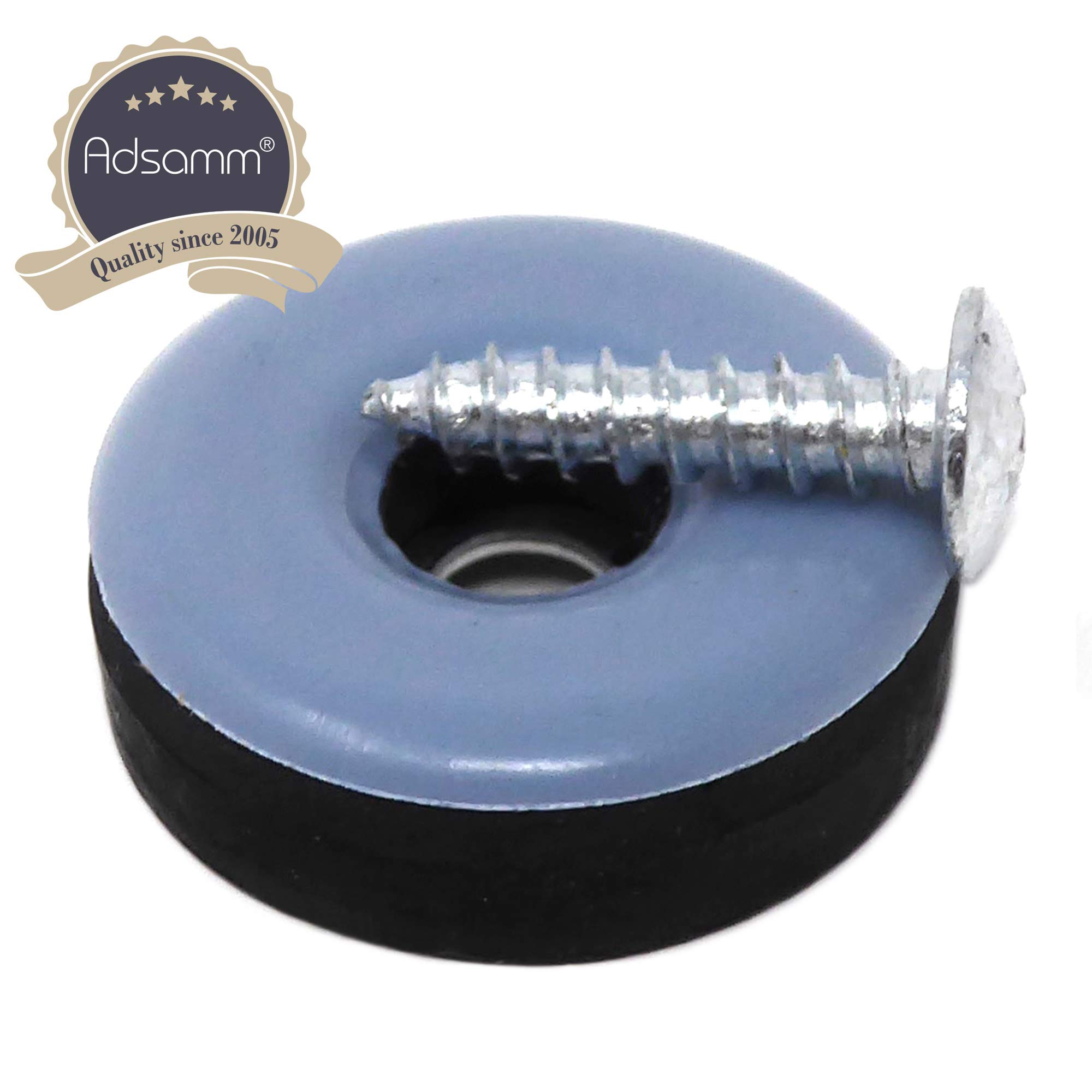 Adsamm PTFE-S-GR-25-100 PTFE-S-GR-25 100 x ślizgacze PTFE ze śrubą, szaro-niebieskie, Ø 25 mm
