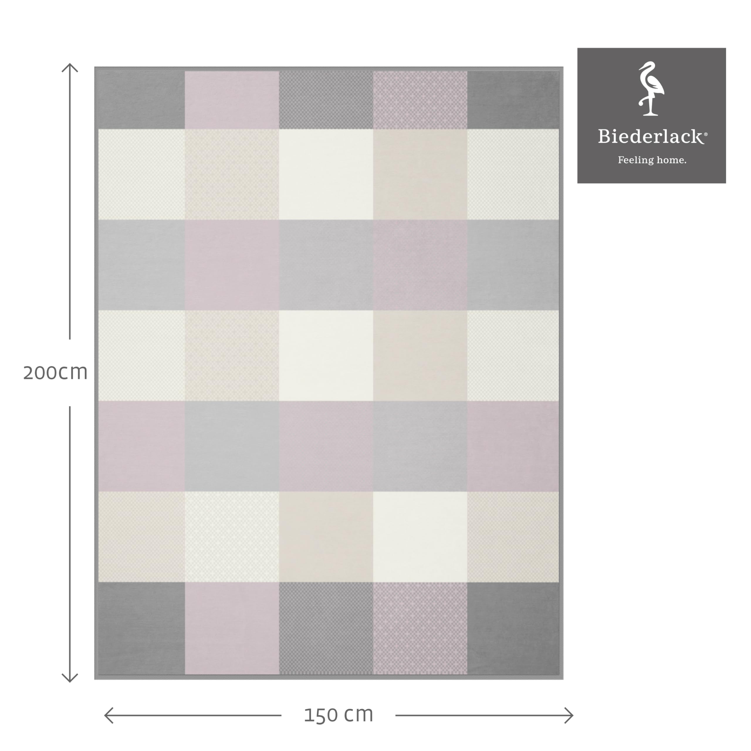 biederlack®samt-weiche Kuscheldecke Pastell Karo, Sofa-Decke in 150x200cm | Made in Germany, Kuscheldecke aus Baumwollmischgewebe, rosa karierte Tagesdecke, OEKO-TEX Made in Green, moderne Karo-Decke