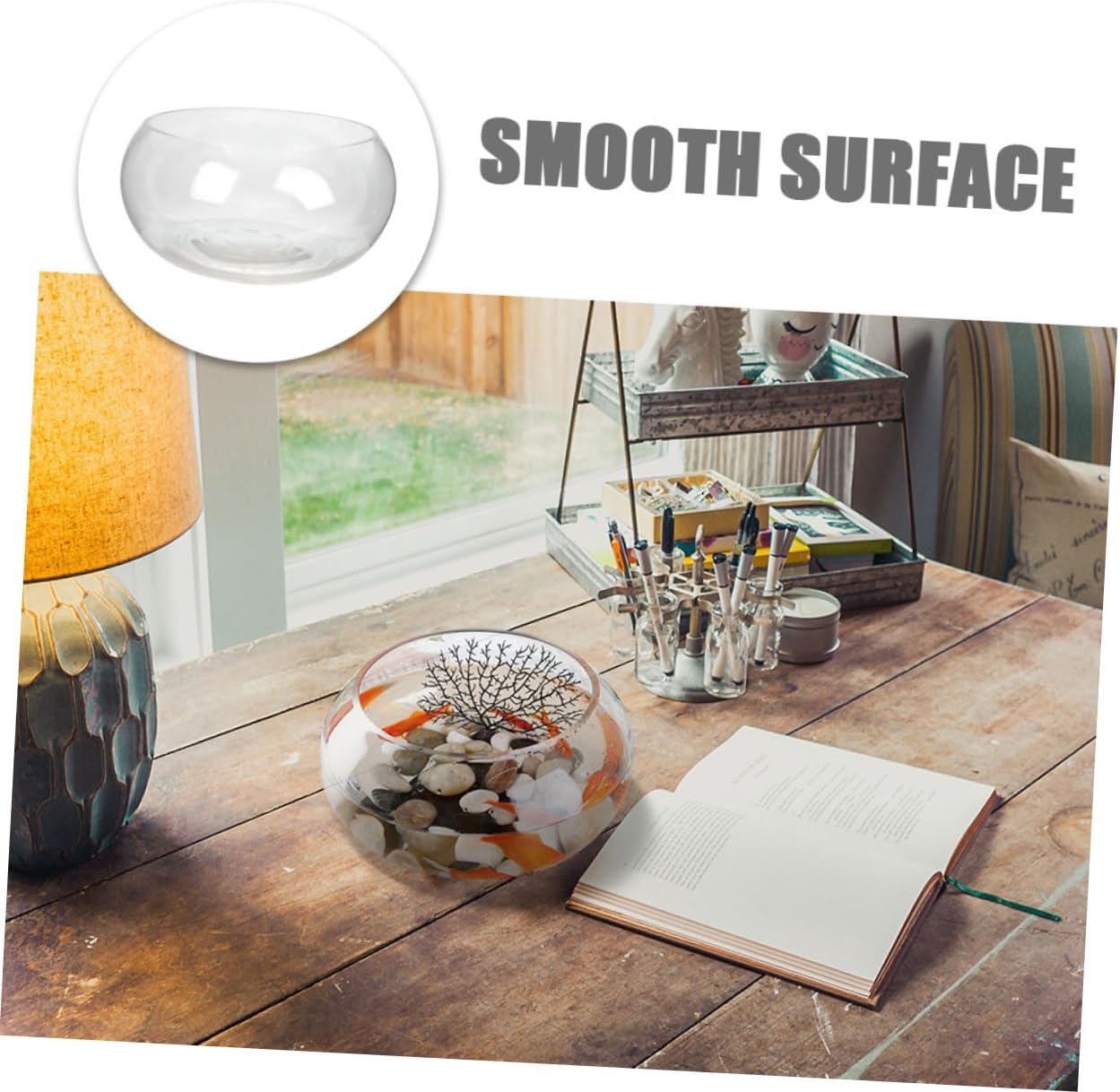 Glass Fish Bowl Bowl Vase Plant Holder for Fish Tank Desktop Decor Round Glass Pet Tank
