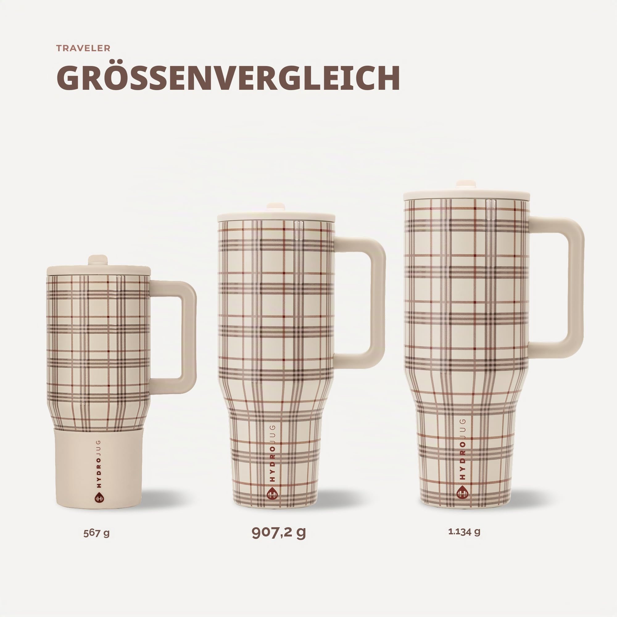 HydroJug Traveler Isolierter Becher mit Griff und Strohhalm, 900 ml, Blau
