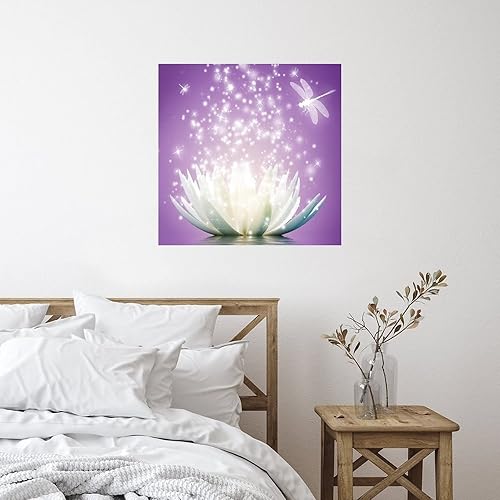 Miniatura 48 de Calcomanías murales de flores de loto blanco, calcomanías de pared personalizadas con flores florales, calcomanías de vinilo para mural con citas