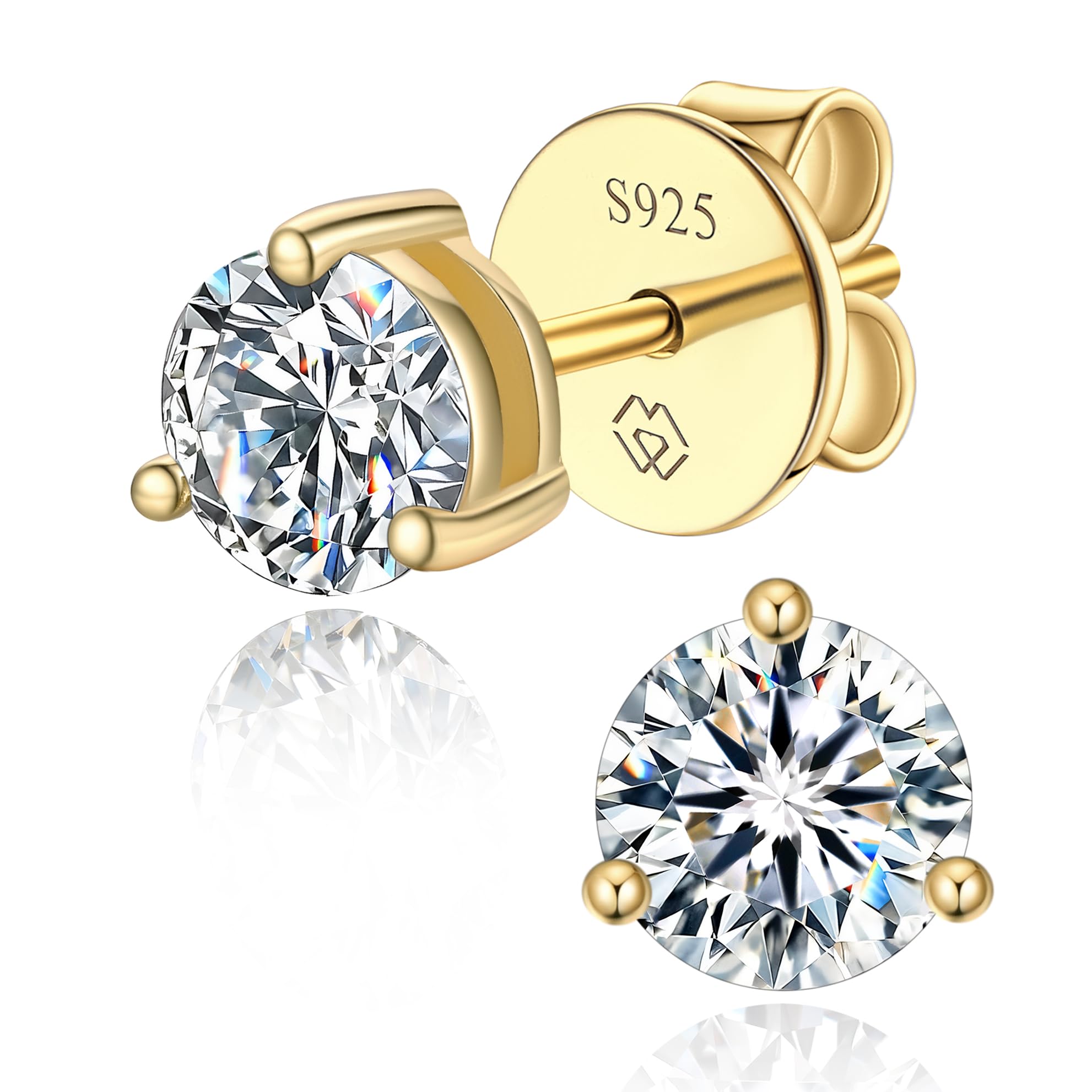 MomentWish Moissanite Ohrstecker Silber 925, 0,6-3 Karat Ohrringe Damen 585 Weißgold/Roségold/Gold Beschichtete Diamant Ohrring Hypoallergen Schmuck Geschenk für Frauen
