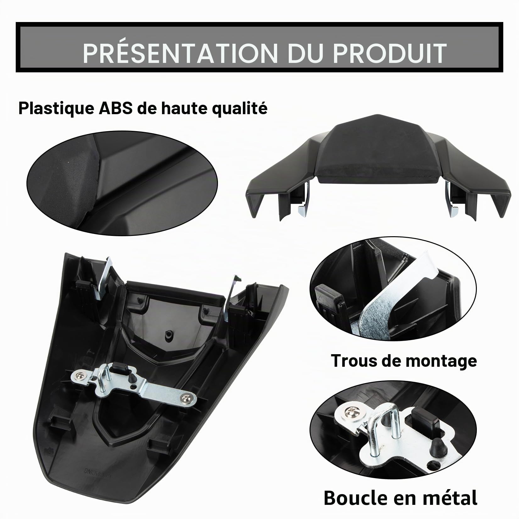PSLER Housse de Siège Arrière Carénage de Capot pour CB650R CBR650R 2024 Protection de Queue Arrière Pièces de Moto(Noir Mat)