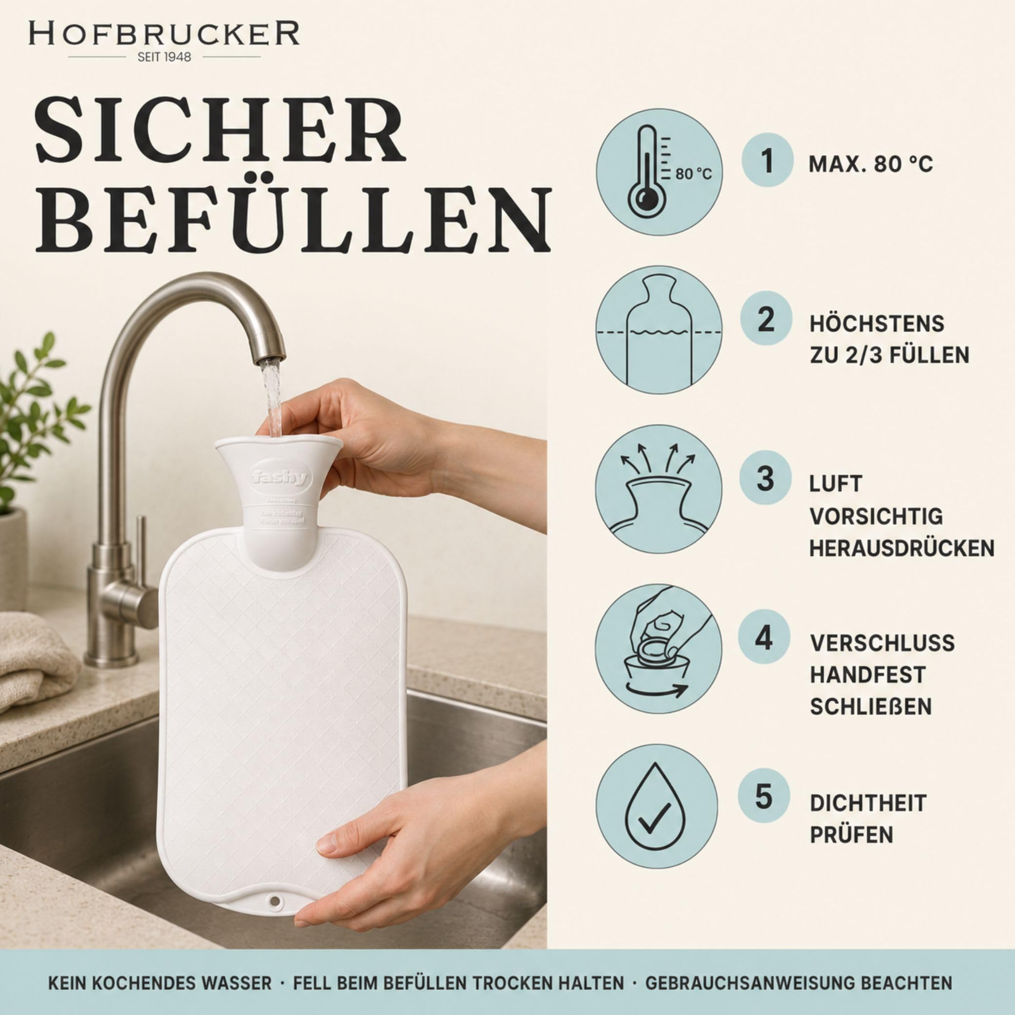 Hofbrucker® Bolsa de agua caliente de piel de cordero, 2,0 litros, color amarillo