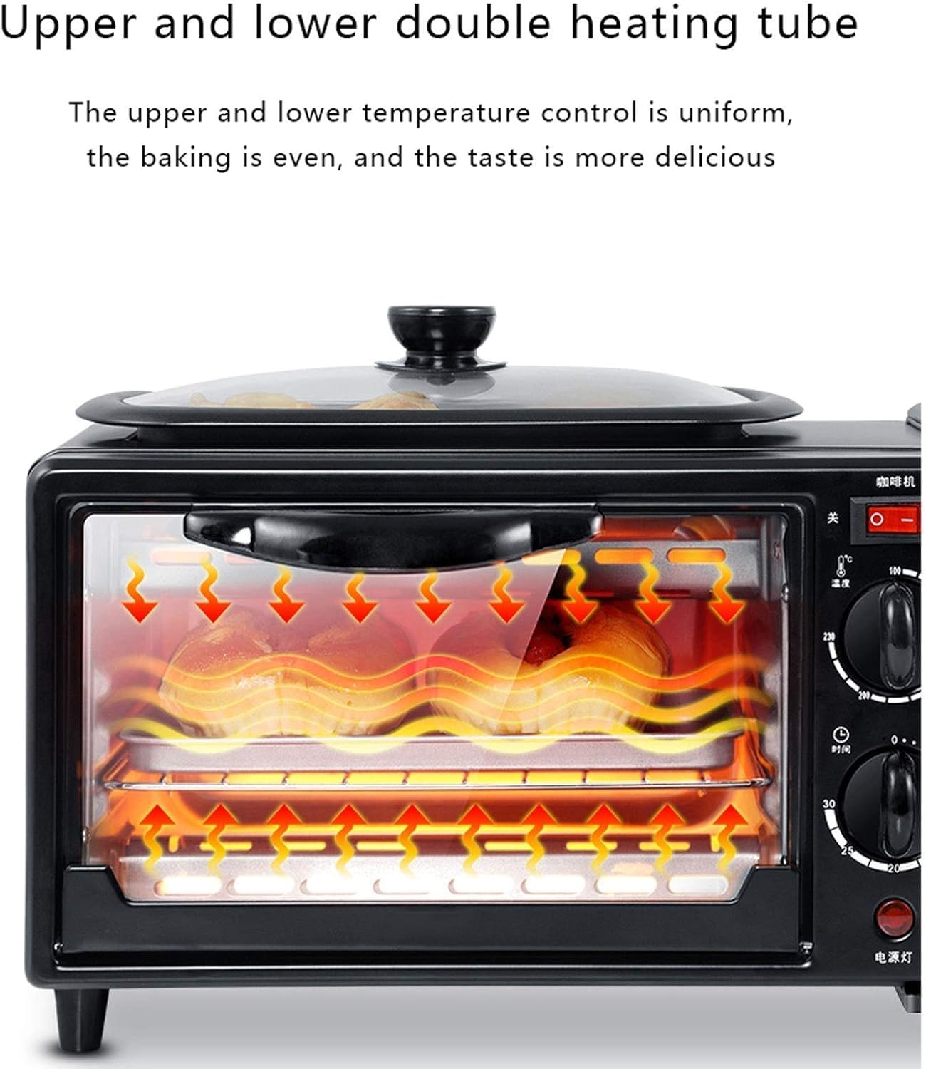 Stacja Śniadaniowa 3 W 1, Wielofunkcyjna Maszyna Śniadaniowa 9 L Z Czajnikiem 600 Ml, Minutnik 30-minutowy, Regulacja Temperatury Od 100 ℃ Do 230 ℃, Opiekacz Do Kanapek Jajecznych, Mini Toster