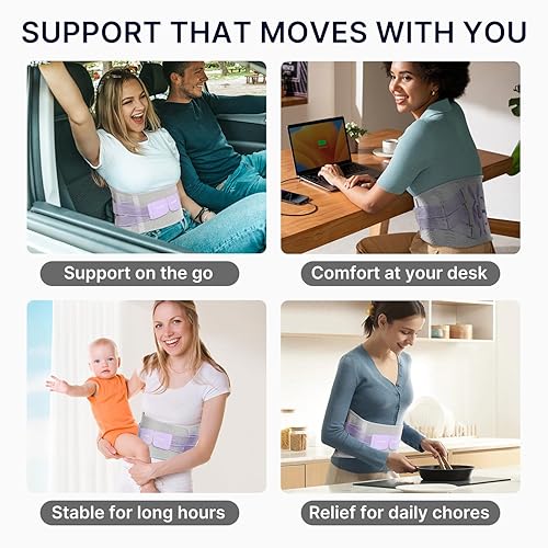 Vista 22 de Soporte de espalda para aliviar el dolor de espalda baja: soporte ajustable con almohadilla lumbar ergonómica para hernia de disco ciática y tensión