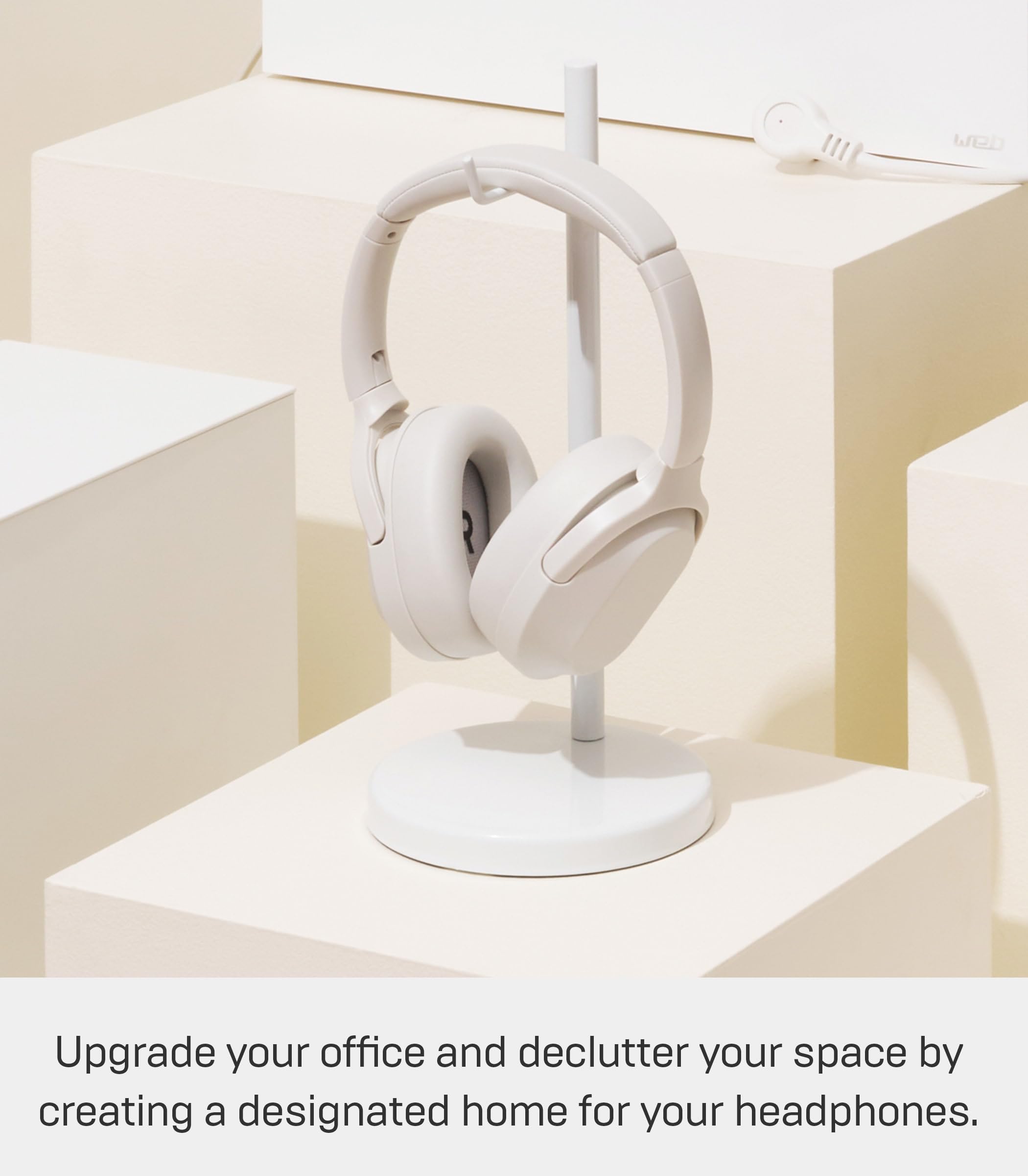 YAMAZAKI 2291 BAUTES Headphone Stand, White, Steel, 13 x 13 x 28 cm