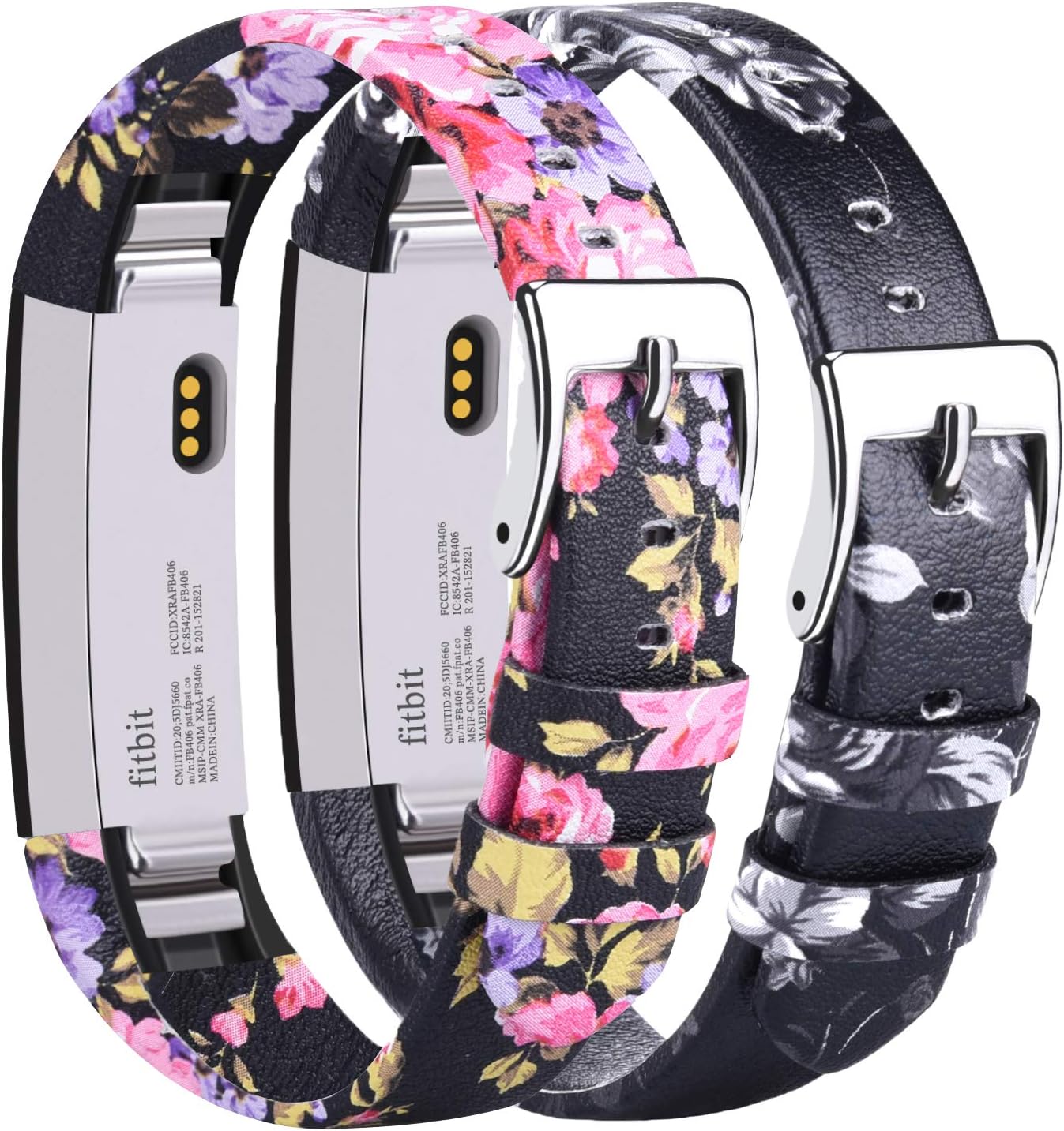 AK Bands Compatible with Fitbit Alta HR, Genuine Leather Adjustable Wristbands