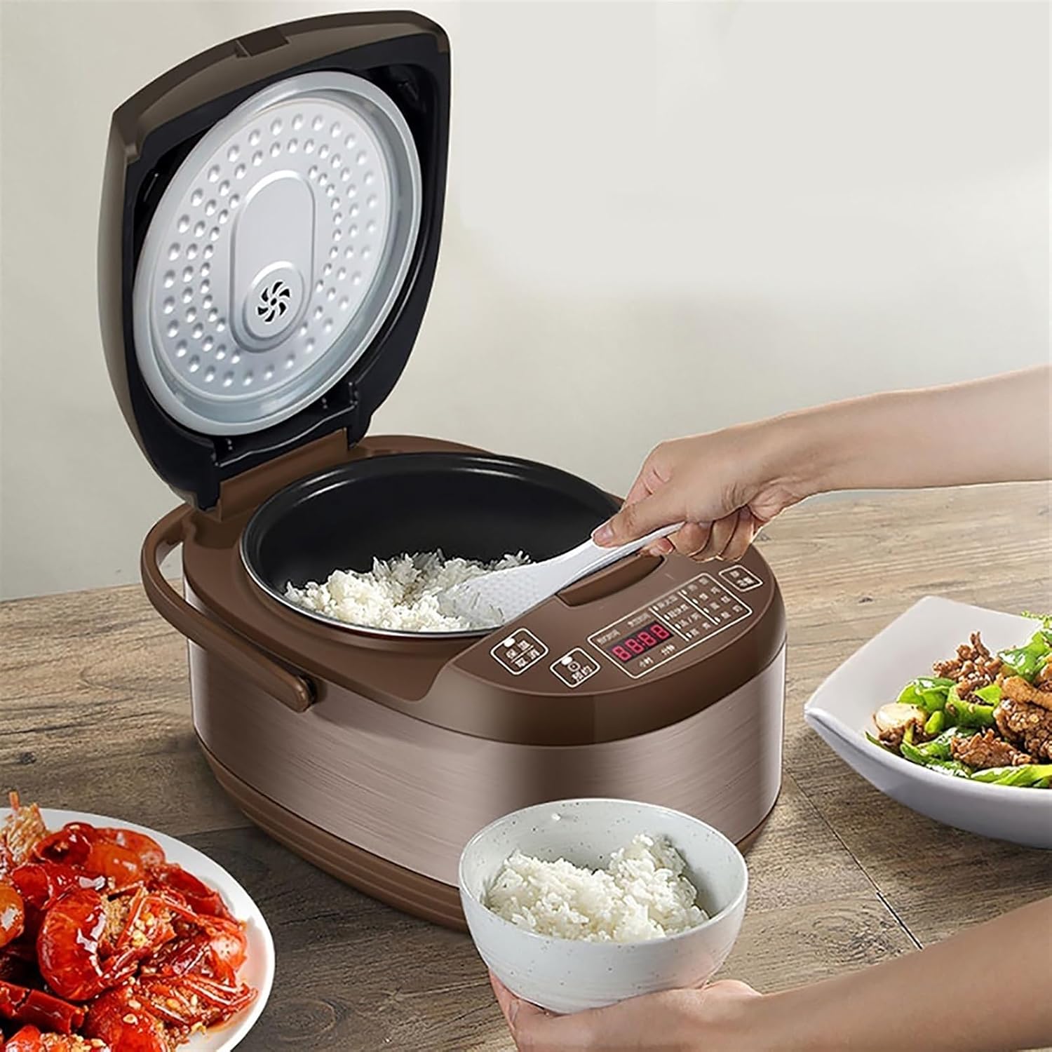 Rice Cooker (3L/600W) Household Non-stick Rice Cooker, with Steamer, Automatic Heat Preservation, for 2-4 People 220-240V US/EU