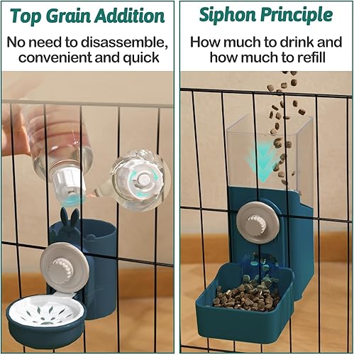 Miniatura 5 de kathson Dispensador automático colgante de alimentos y agua para mascotas, alimentadores automáticos de gravedad para jaulas, alimentador automático