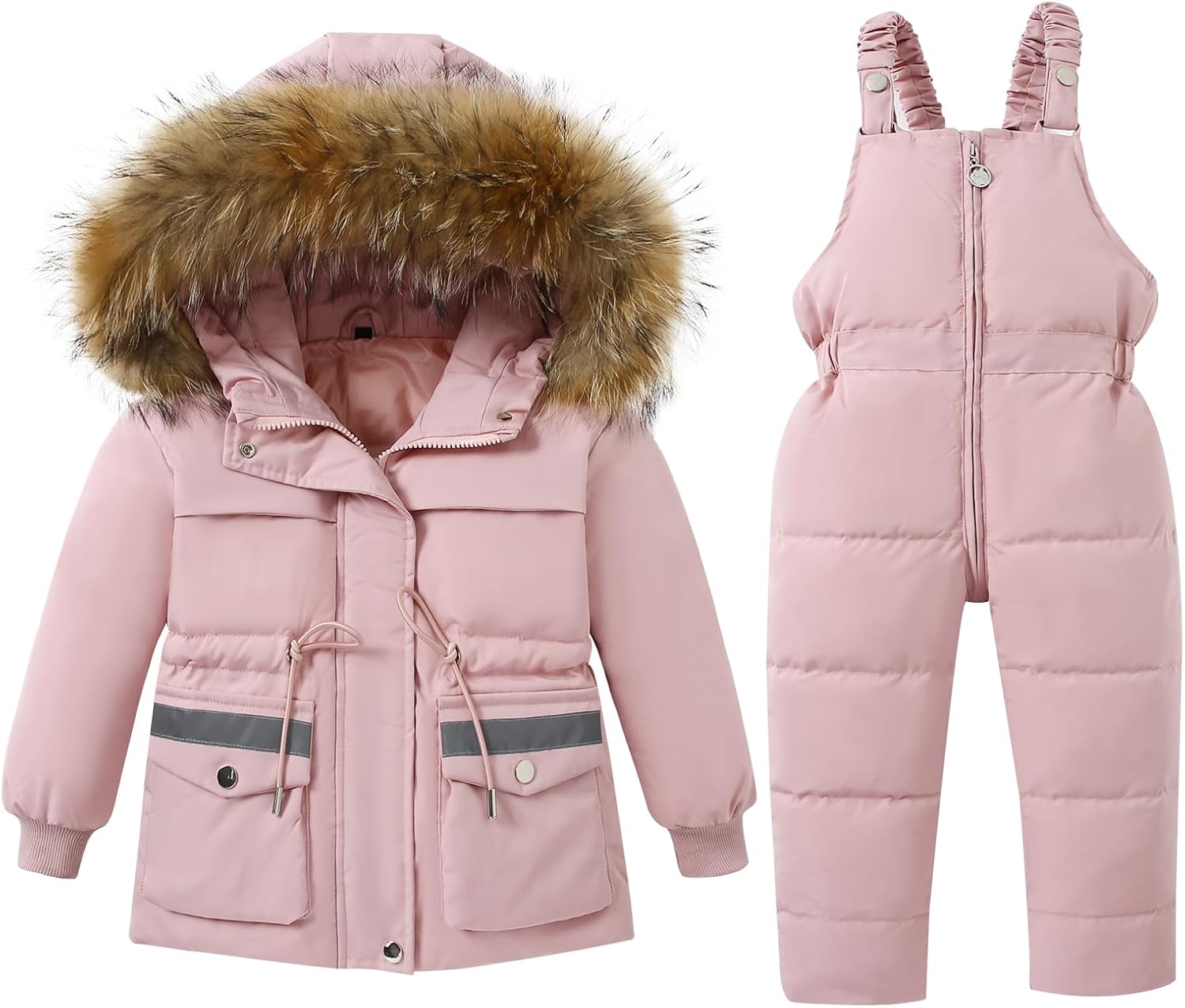 nilikastta Toddler Girls Snowsuit Winter Clothes Baby Girl Down Jacket Kids Hooded Fur Coat + Ski Bib Pants Snow Outfits nilikastta Toddler Girls Snowsuit Winter Clothes Baby Girl Down Jacket Kids Hooded Fur Coat + Ski Bib Pants Snow Outfits