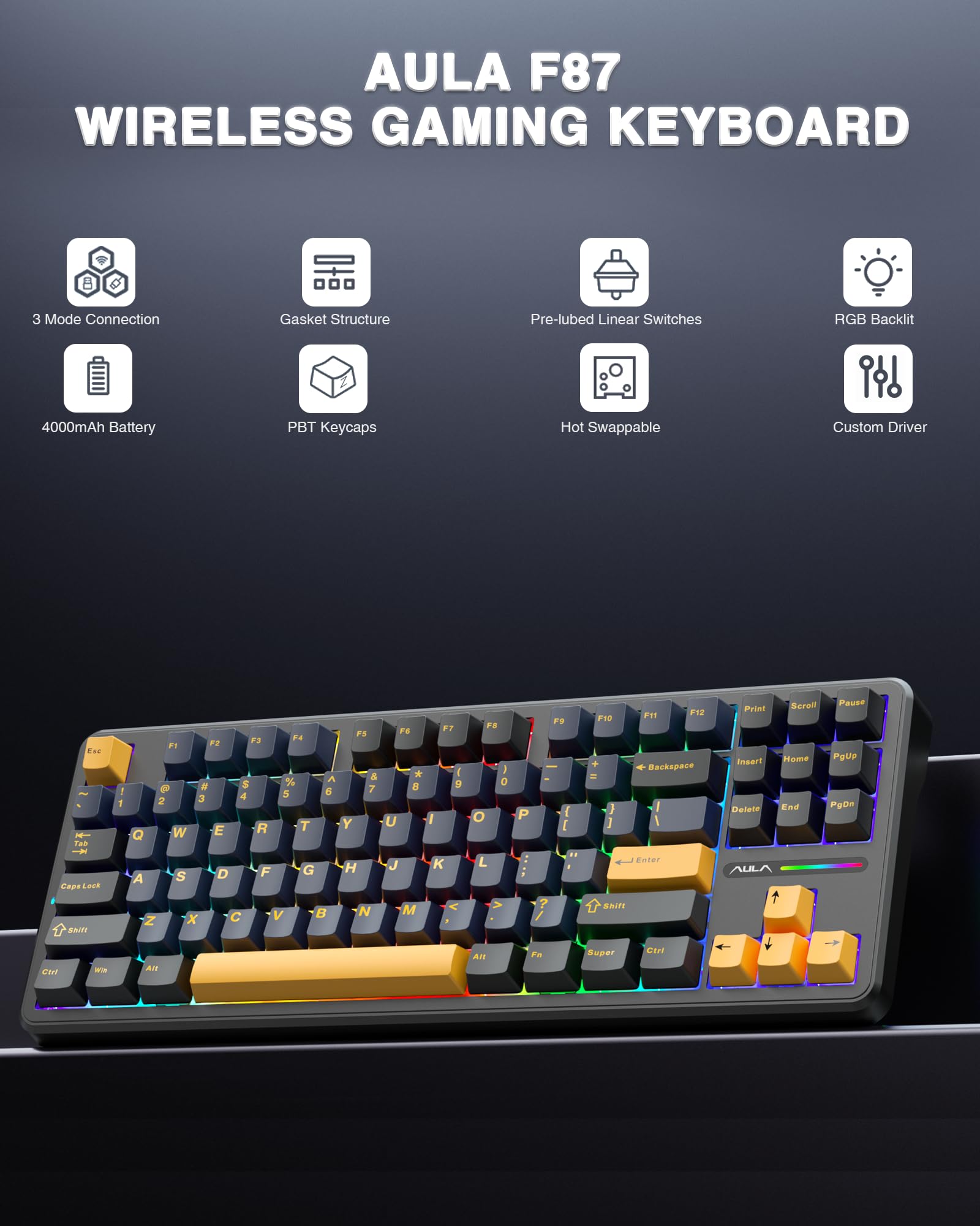 Amazon.com: AULA Wireless Keyboard and Mouse Combo, F87 Mechanical