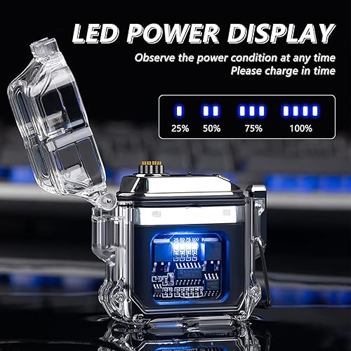 Miniatura 3 de BABOBIU Encendedor eléctrico de arco de plasma, sin llama, resistente al viento, portátil, impermeable para exteriores, senderismo, aventura (negro)