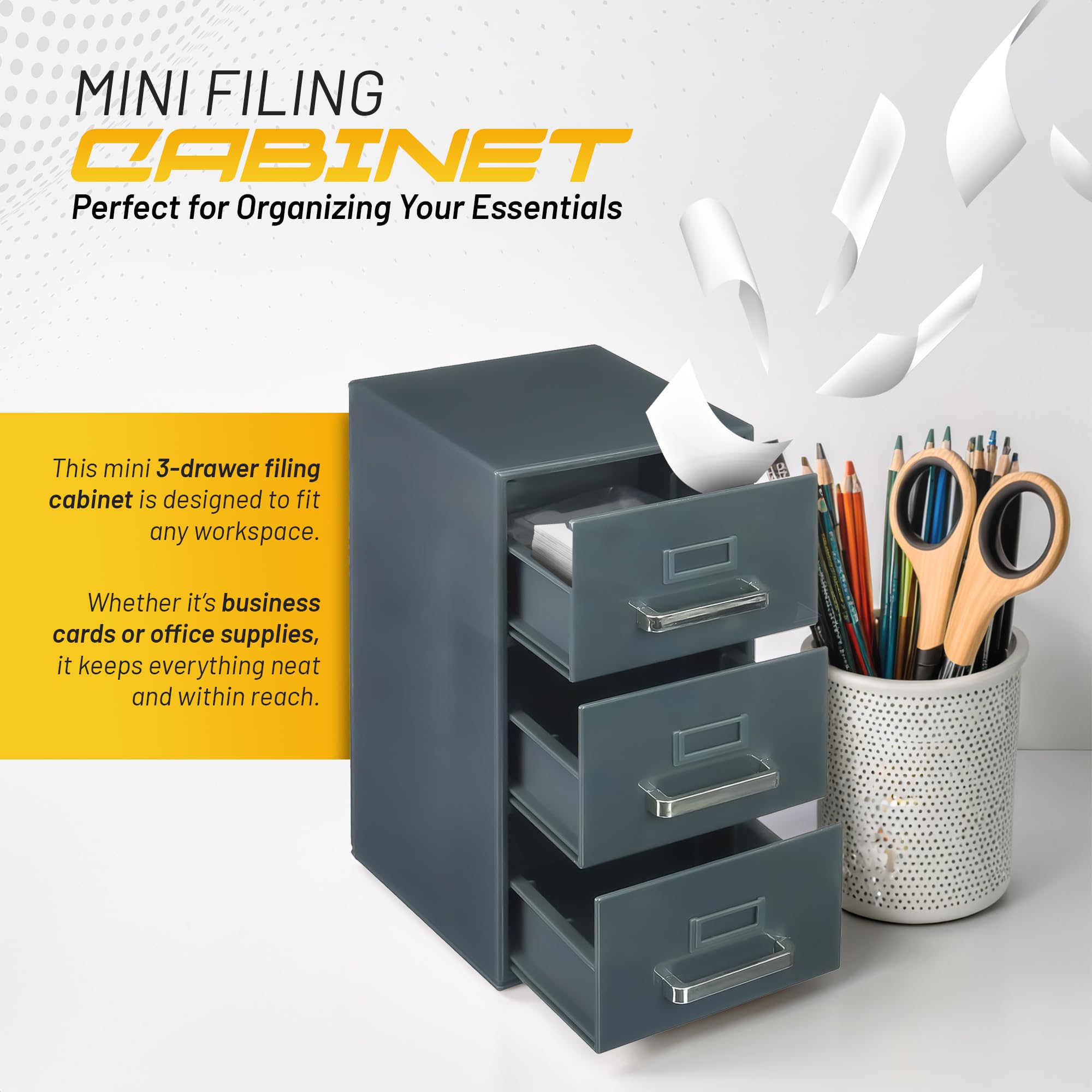 Mini Filing Cabinet | Business Card Organizer & Storage | Desktop - View #6
