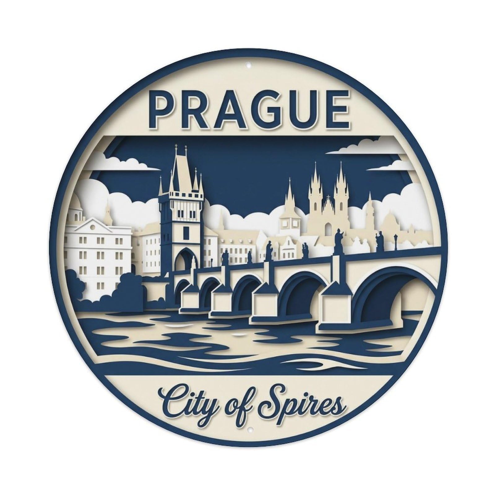 Vintage Travel Prague Czechia Land Metal Tin Sign