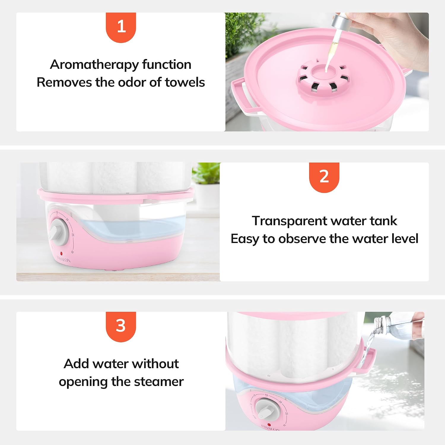 TASALON Hot Towel Steamer for Facials, Portable Spa Towel Warmer, Pink