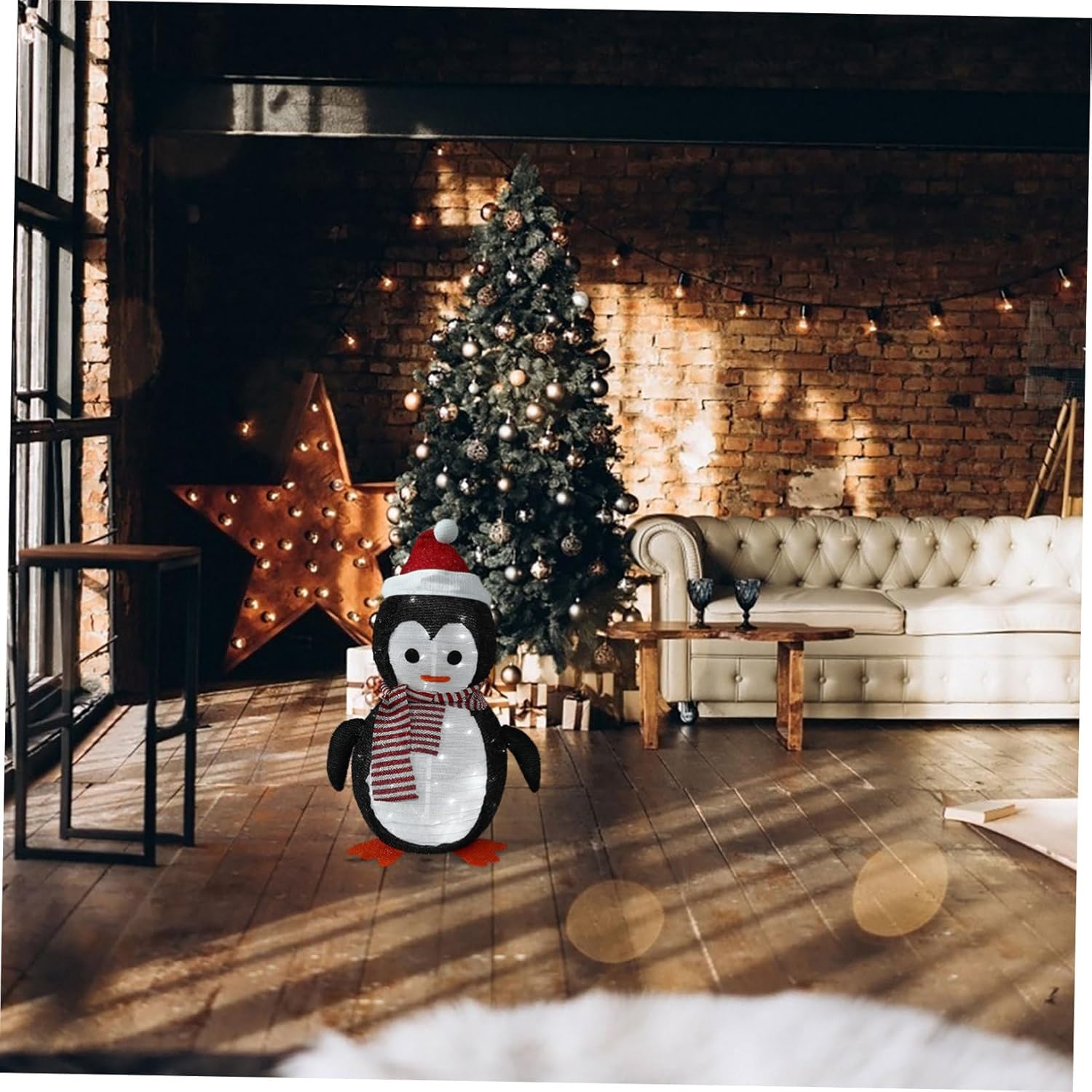 ABOOFAN Lighted Penguin Lanterns Holiday Decorations for Use Energy-efficient Led Christmas Lighting Charming Penguin Garden Ornaments for Festive Celebrations