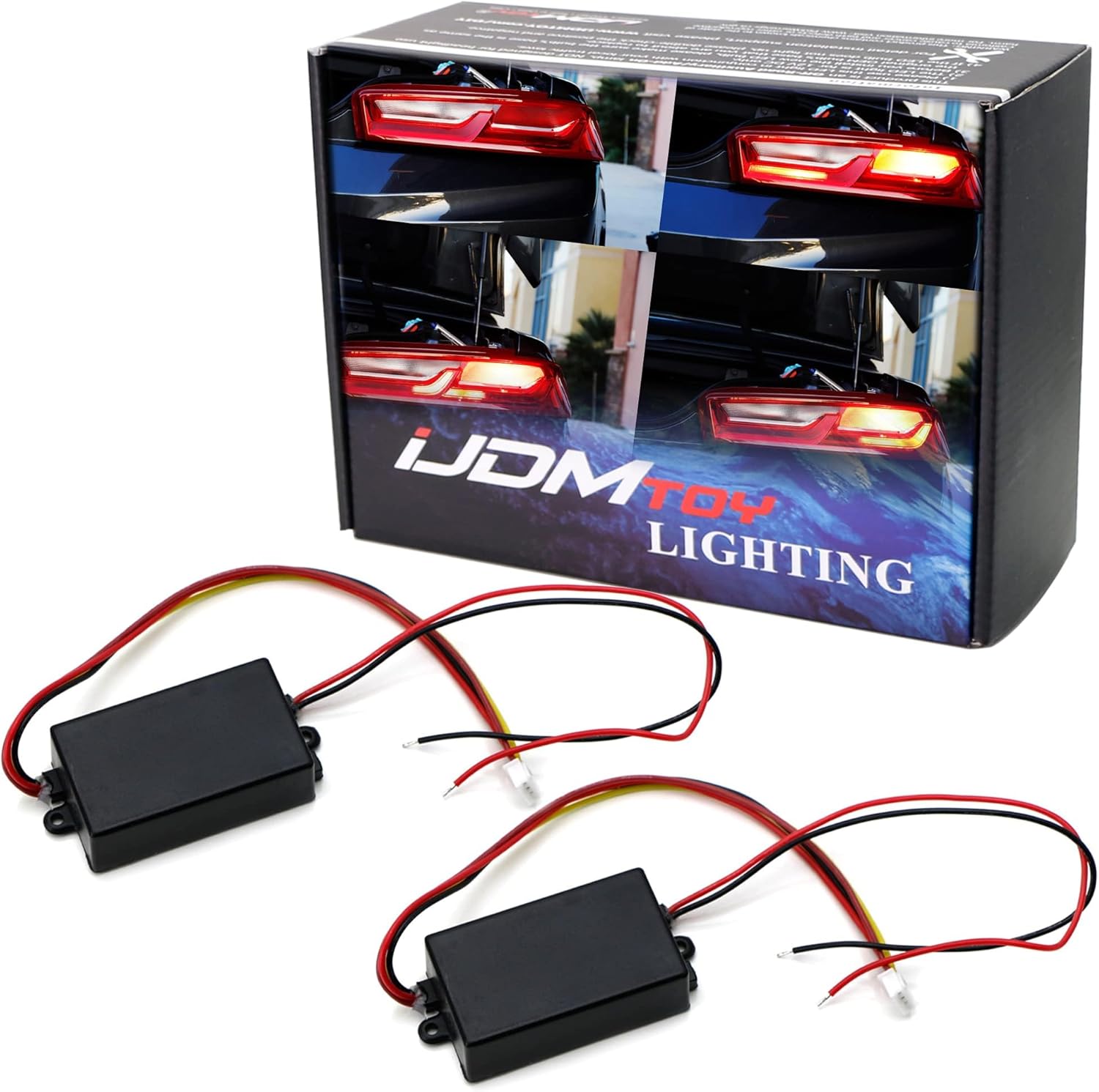iJDMTOY Universal 3-Step Sequential Dynamic Chase Flash Module Boxes Compatible with Car Front or Rear Turn Signal Light Retrofit Use