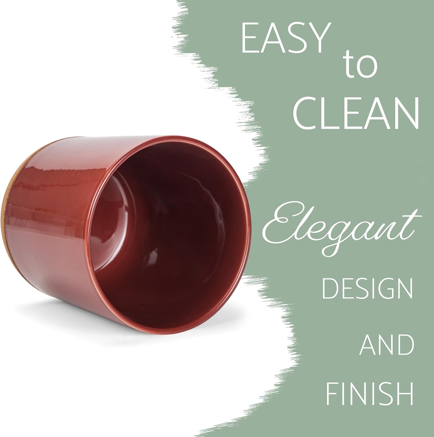 Elanze Designs 納屋の角のあるフクロウ 知恵の鳥 XL コルク底セラミックストーンウェア器具ホルダー へらキャディ ク