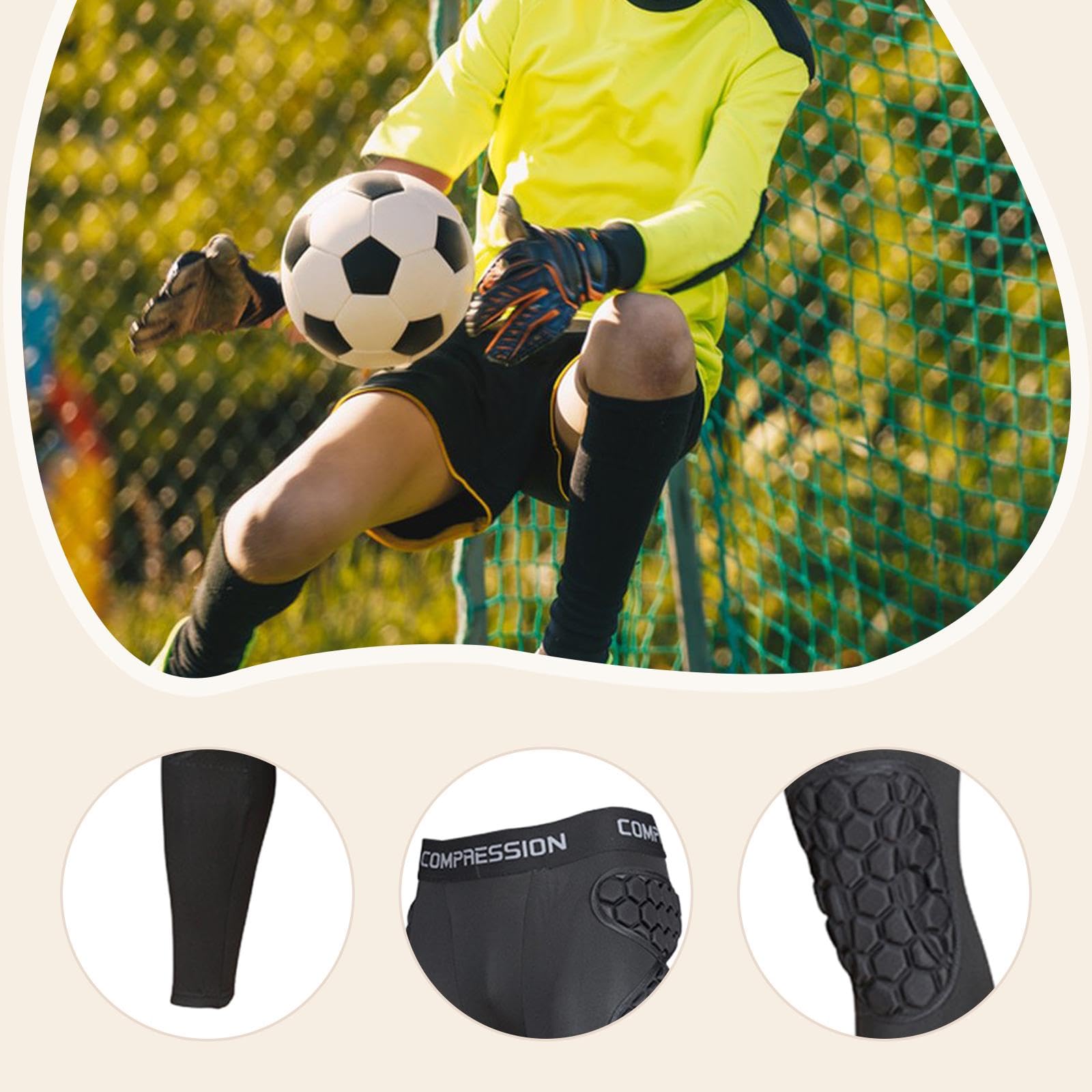 Gralara Pantalones de protección para porteros de fútbol, ​​para Deportes de Contacto, con Acolchado de Espuma EVA y Protectores de Rodillas y Muslos.