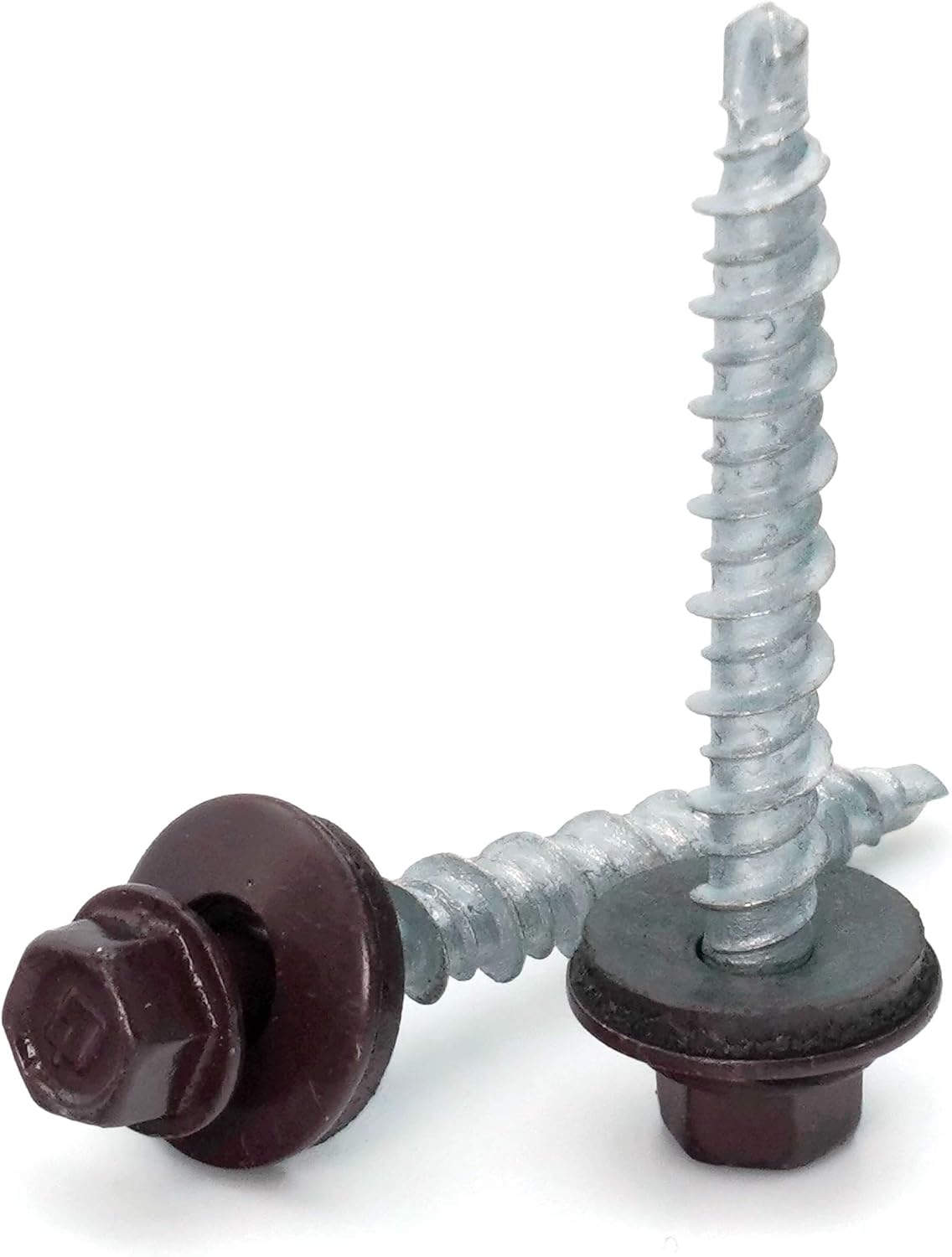 Hex Washer Head Mechanical Galvanized Mini Driller Roofing Screws Burgundy Finish - #10 x 2-1/2" Qty 1000
