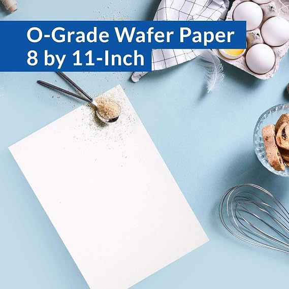 Wafer Paper Flexible Edible Printer Sheets 12 Pack 0.3mm White Letter Size 8.5 x 11 Cake Topper Decoration Burn Away by Oasis Supply Company