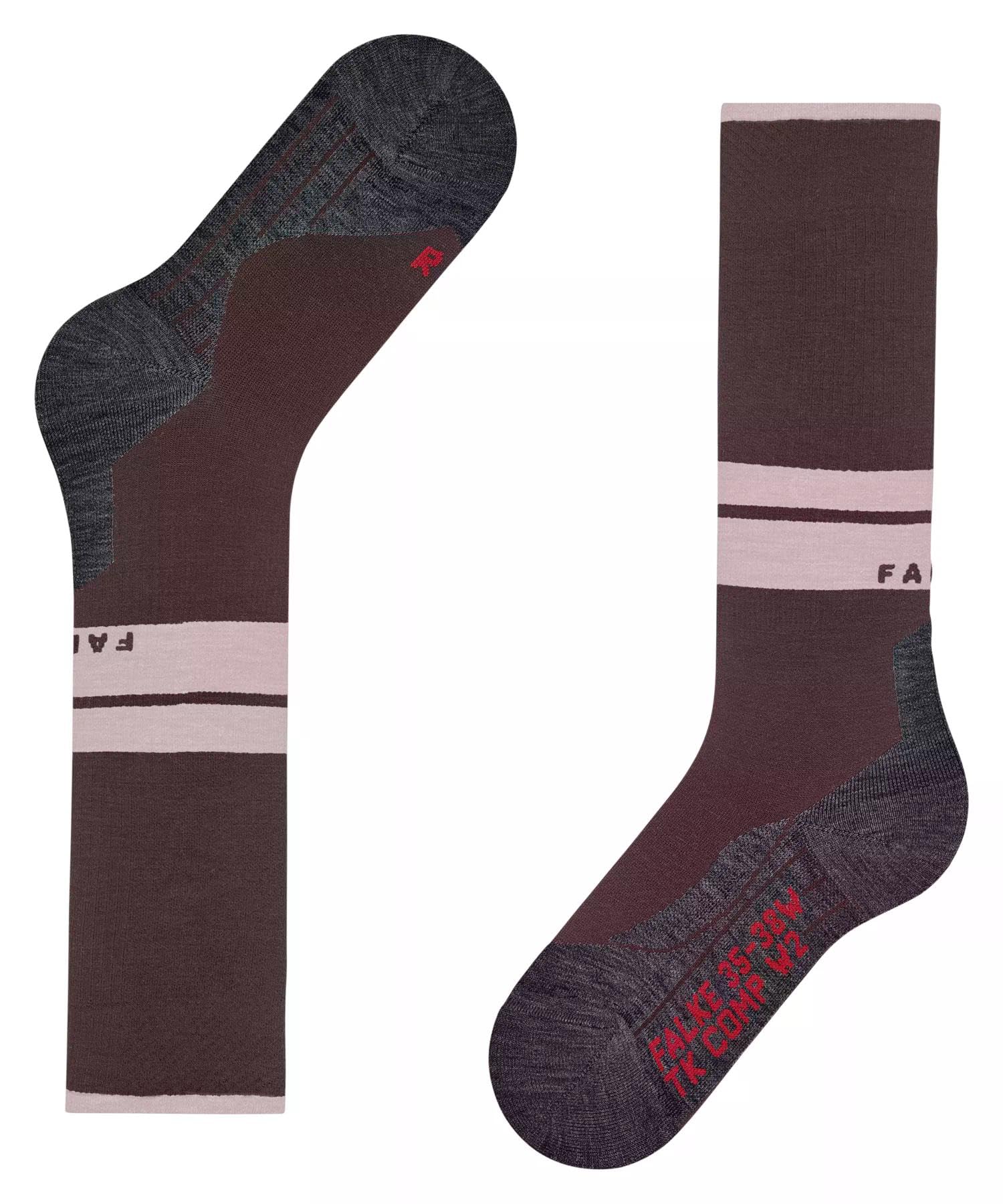FALKE Kobiety Skarpety do wędrówek TK Compression W Kh wełna materiał funkcjonalny kompresyjne 1 Para, Brązowy Mahogany 8344 - Obwód łydki W1, 39-42 W1