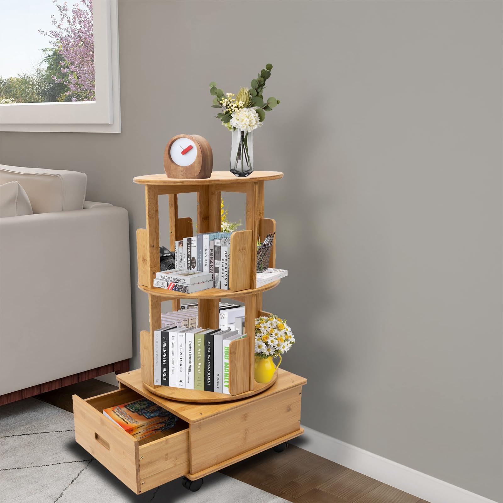 Amazon.com: Rolling Farmhouse Side Table Small Bamboo End Table