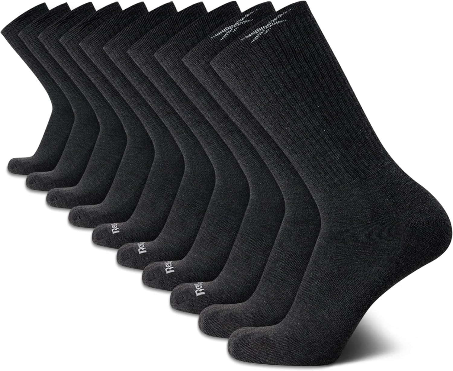 Reebok Men's Athletic Performance Cushion Crew Socks With Moisture Control (10 Pack)