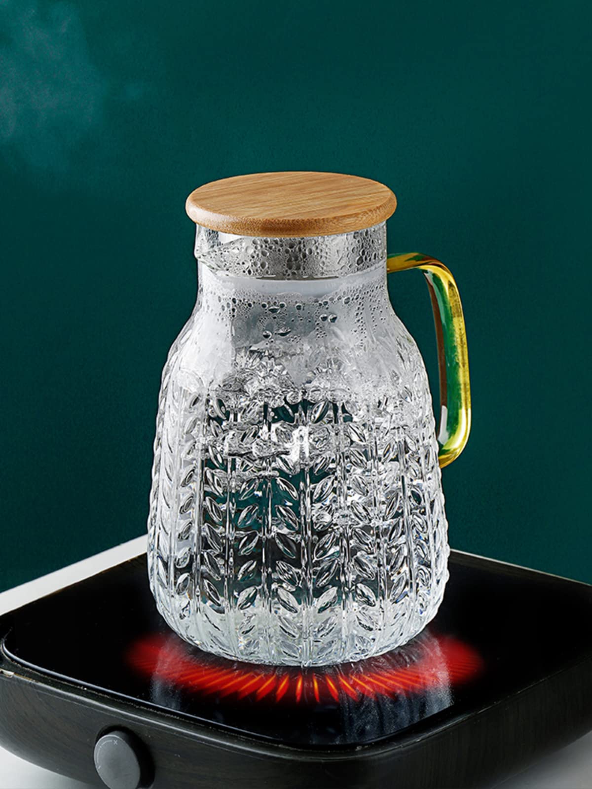 Carafe 1.8l Réfrigérateur Carafe Verre 1,8L Borosilicate - Verseuse Frigo Avec Couvercle Inox Et Brosse Carafe Verre Borosilicate 1.8L Réfrigérateur
