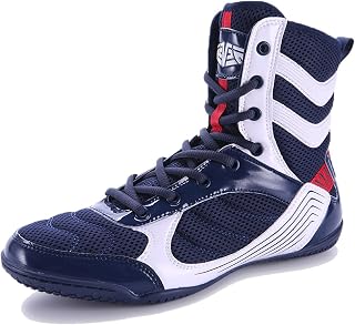 Zapatos de Boxeo para Hombre,Profesional Cima Mas Alta Zapatos de Lucha Juveniles,Comodidad Ligero Unisexo Botas de Boxeo,con Malla Transpirable,Durable Antideslizante