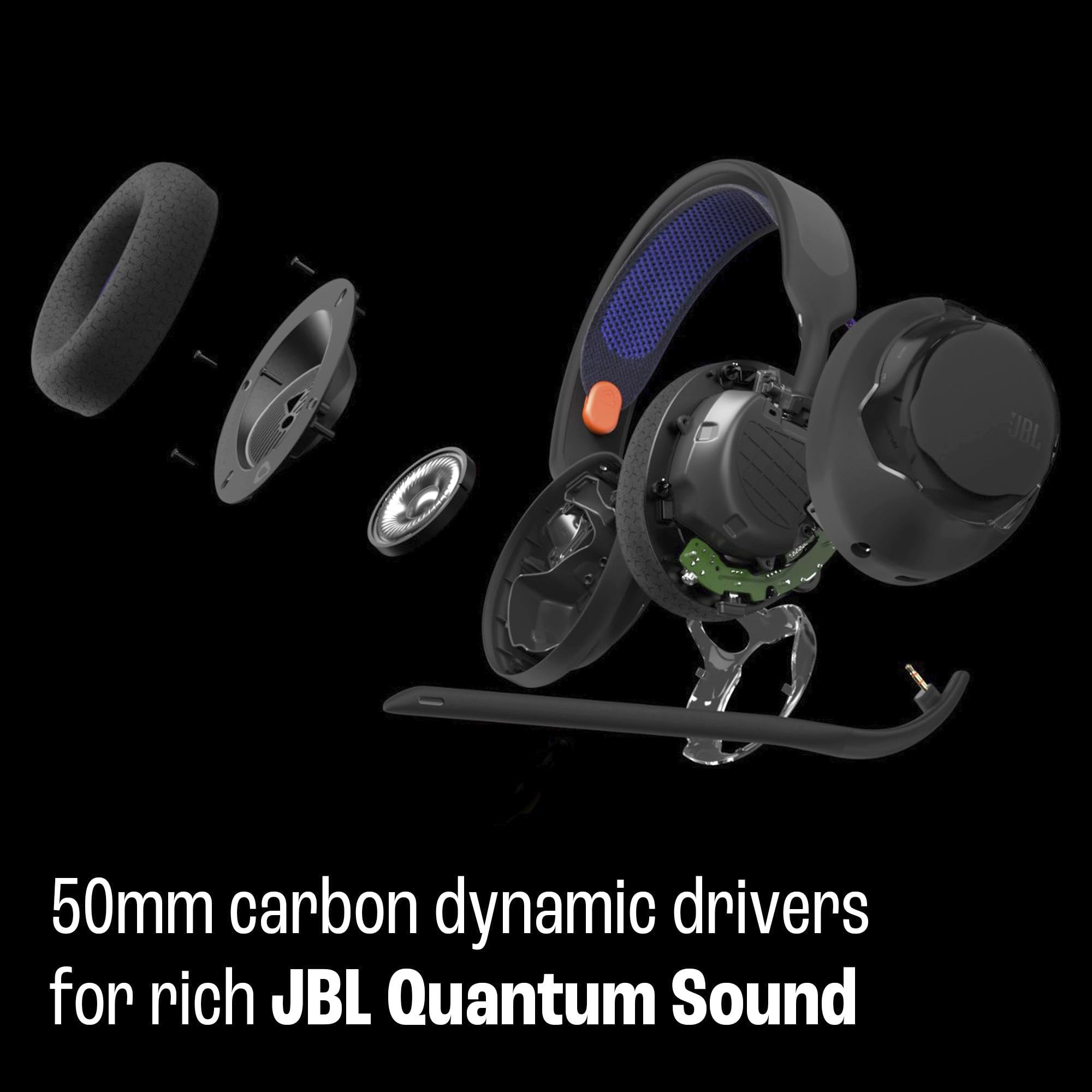 JBL Quantum 250 - Wired multiplatform Gaming Headset, 50mm Carbon Dynamic Drivers for Rich JBL Quantum Spatial Sound, Cardioid Noise Cancelling Boom mic, & Ultra-Light Comfortable Design (Black)