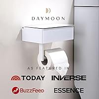 Vista 4 de Day Moon™ Soporte de papel higiénico blanco con estante - Porta toallitas para baño, dispensador de toallitas desechables, soporte para papel