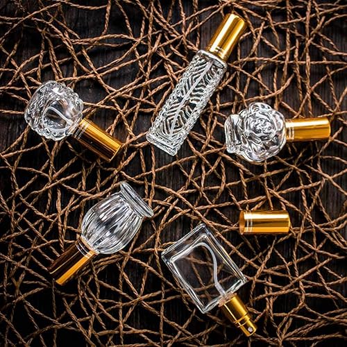 Miniatura 3 de H&D HYALINE & DORA Botellas de perfume de vidrio vintage, botella rociadora recargable vacía, botellas de spray de niebla fina, juego de 5