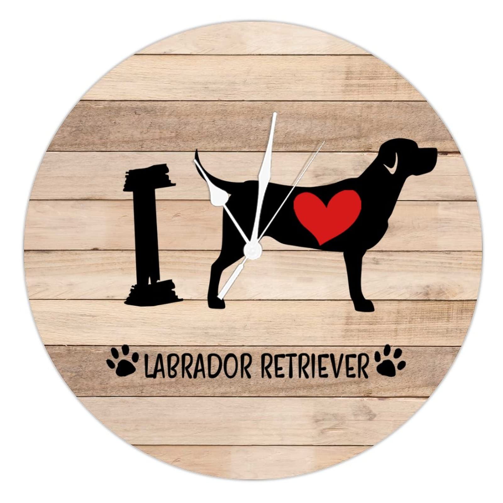 Horloge ronde en bois I Love Dog pour décorer une cuisine familiale chaleureuse