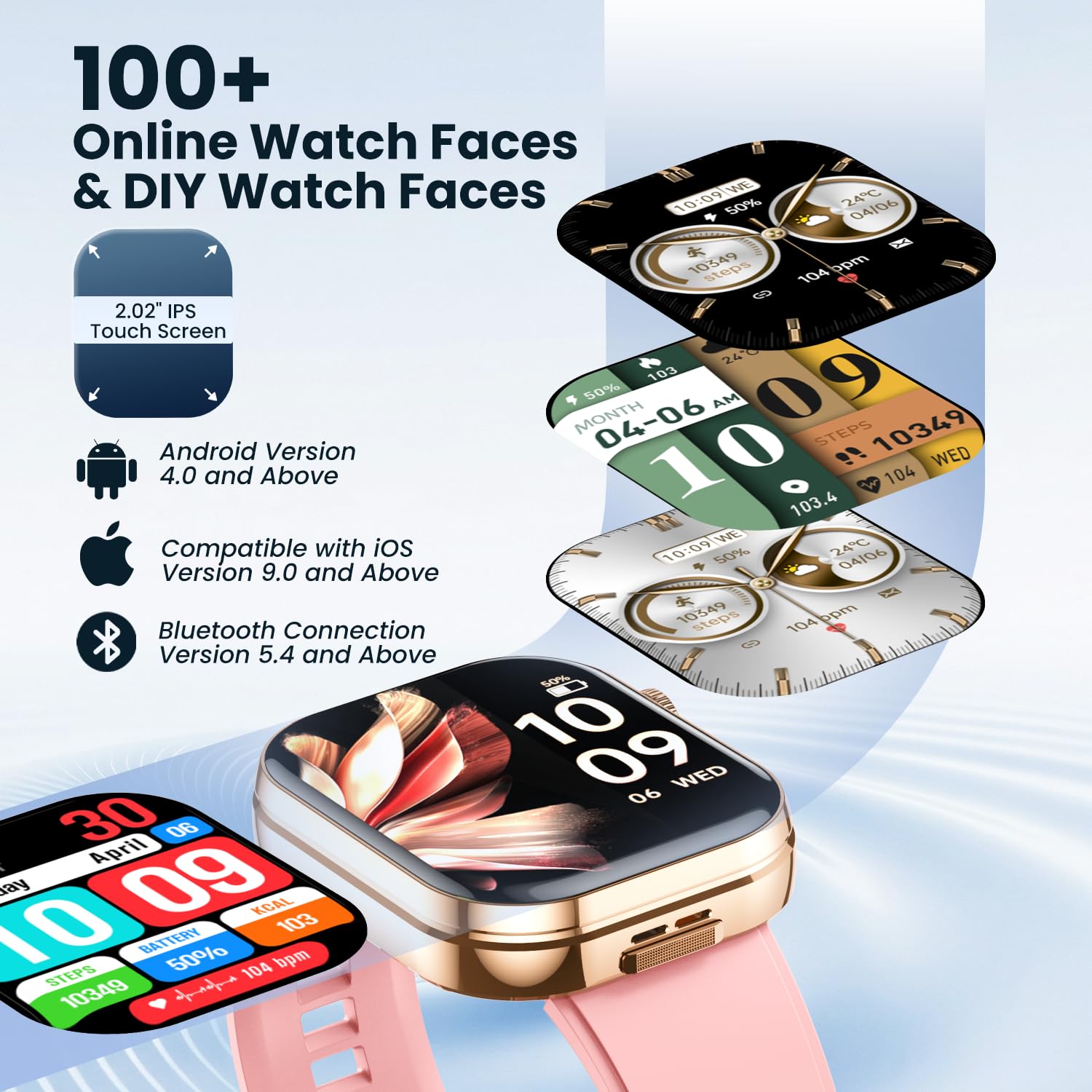 Montre Connectée avec Écouteurs Sports Smartwatch: Repondre Appel Sommeil Fréquence Cardiaque SpO2 Cardio Étanche Fitness Tracker 2.02" HD Écran Écouteurs et Montre 2 en 1 Homme Femme pour Android iOS