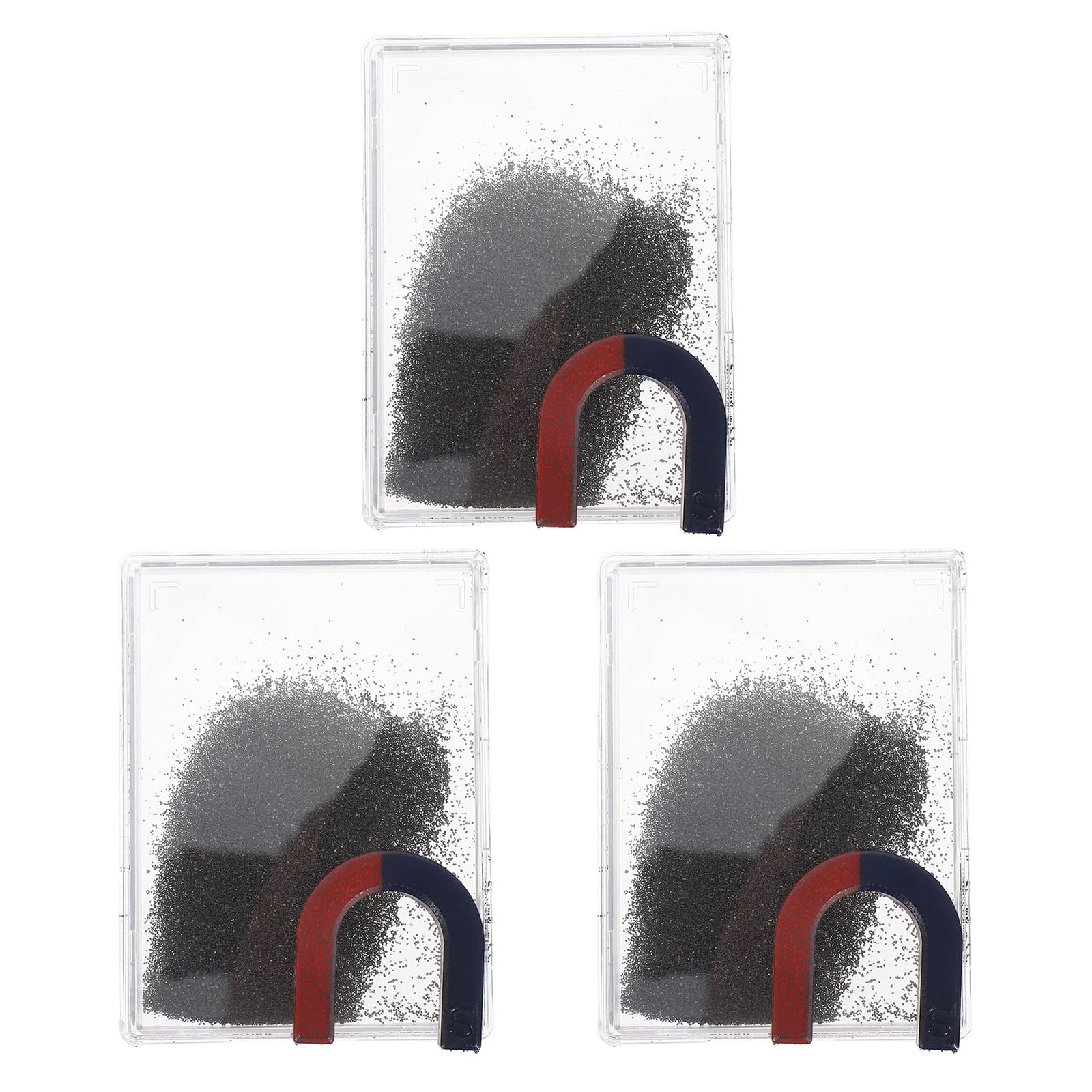 3 Sets Iron Filings Box Iron Powder with Horseshoe Magnet Magnetic Field Demonstration Tool Physics Electromagnetism Teaching Instrument