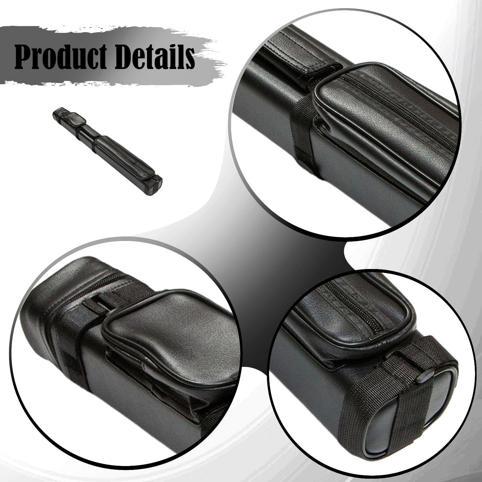 Billiard Queue Tasche Billard Tragetasche Queue Tasche PU mit Zubehörfach Staubdicht Kratzresistent für Billiardliebhaber Verein Zuhause