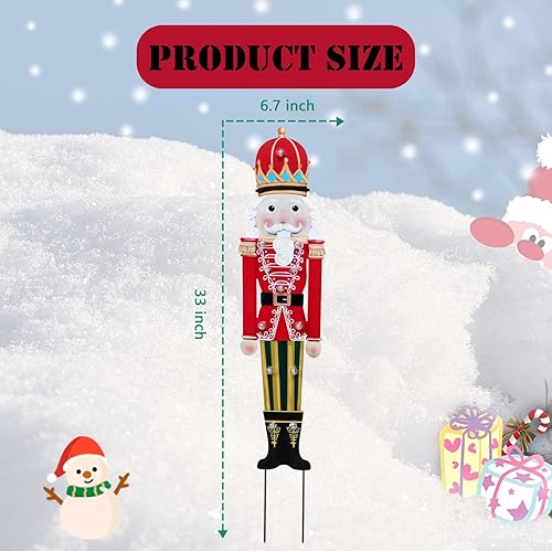 Miniatura 9 de Afirst Estacas de metal para patio de Navidad, decoración de patio al aire libre, gnomos que sostienen alegría, estacas de metal iluminadas, estaca