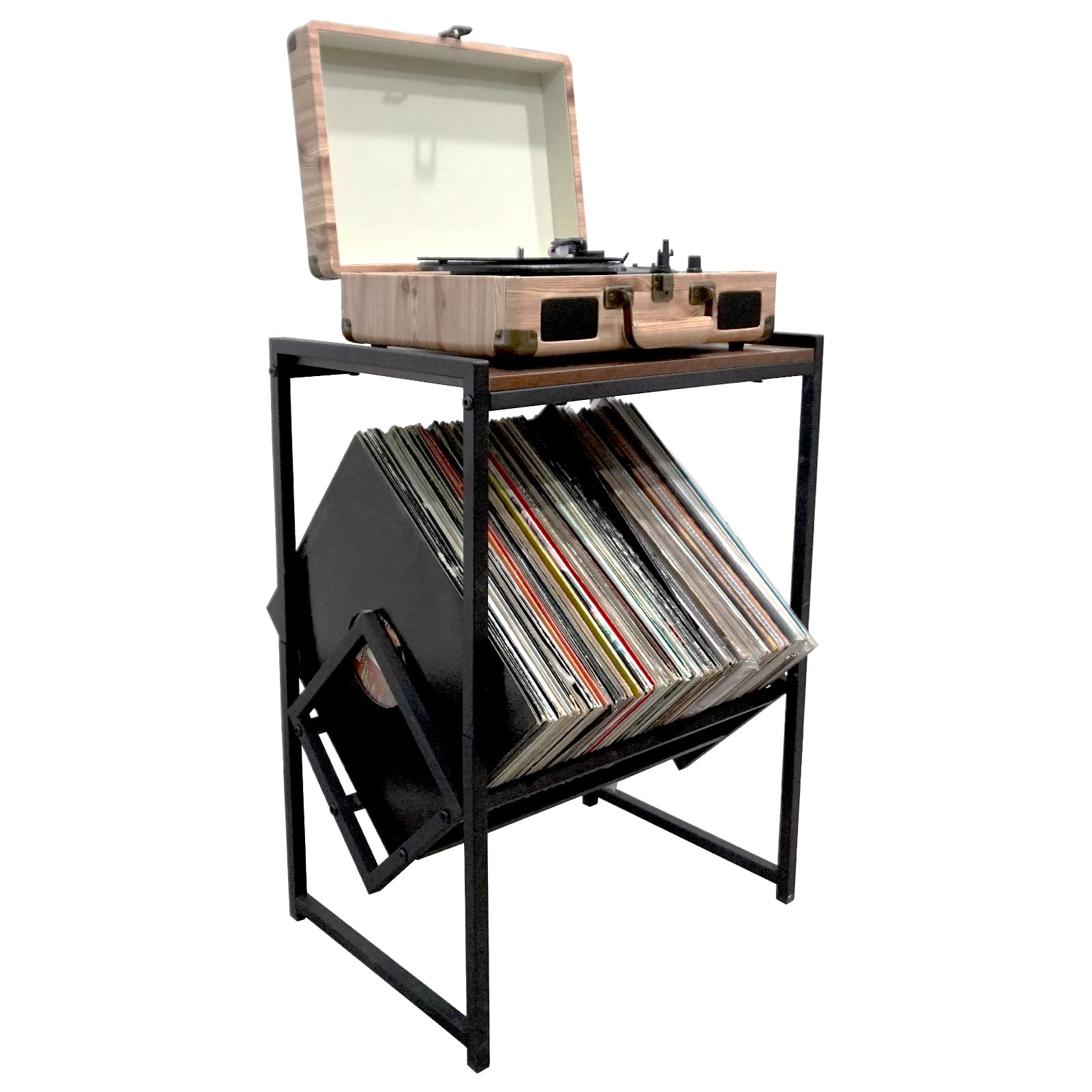 MayRecords レコードラック レコード 収納 70-100枚可能 レプレーヤー ラック棚 多機能 雑誌棚 本棚 木製 組立簡単 細部に焦点を当てる