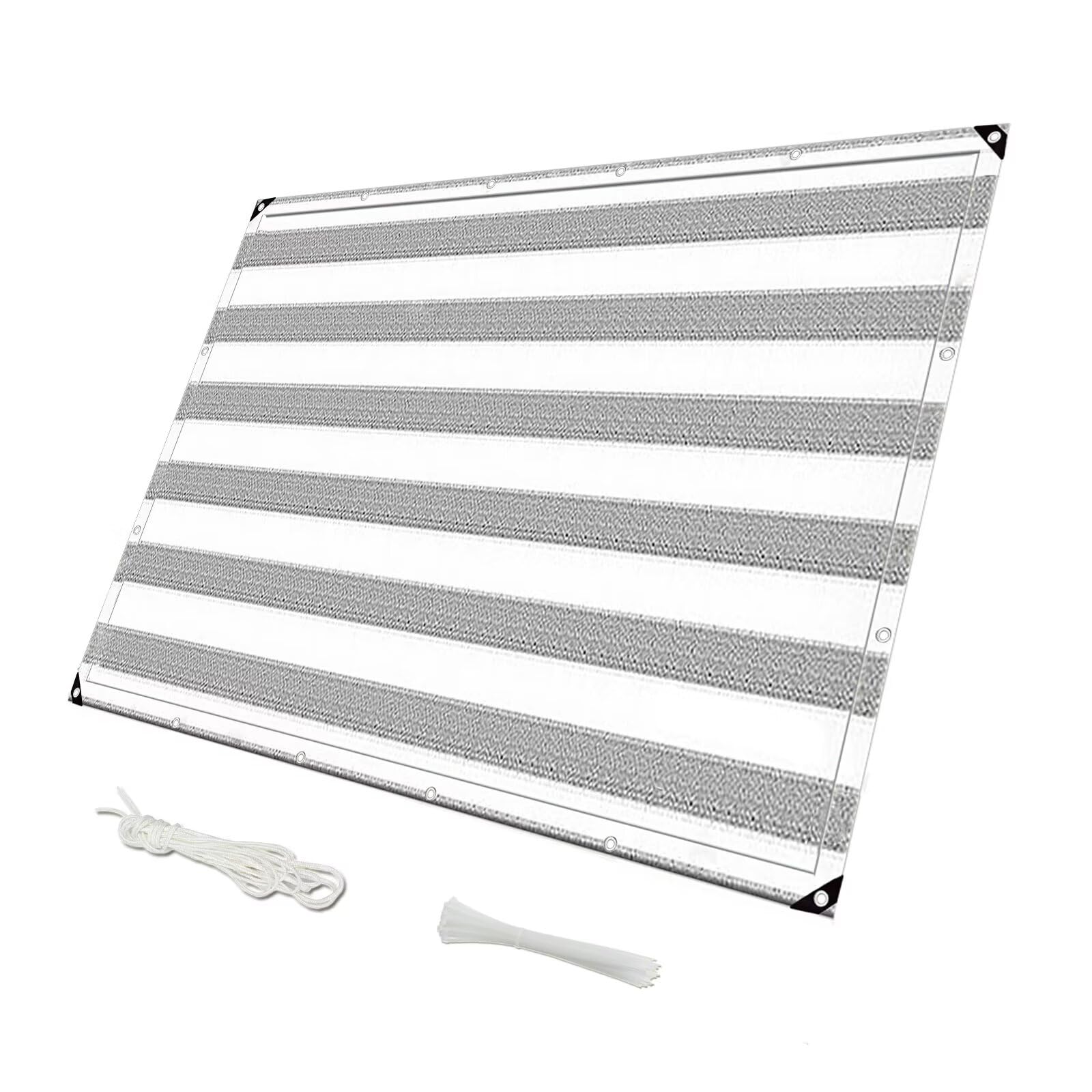 Balkon Sichtschutz 75x300cm, Balcony Cover Wasserdurchlässig Balkon Sichtschutz Ohne Bohren Inkl. Befestigungsschnur für Zaun Pavillon Balkongeländer - Grau-weiß gestreift