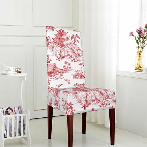 Miniatura 5 de Fundas para sillas de comedor con estampado de estilo chinoiserie, fundas para sillas de comedor lavables, fundas extraíbles para sillas de comedor