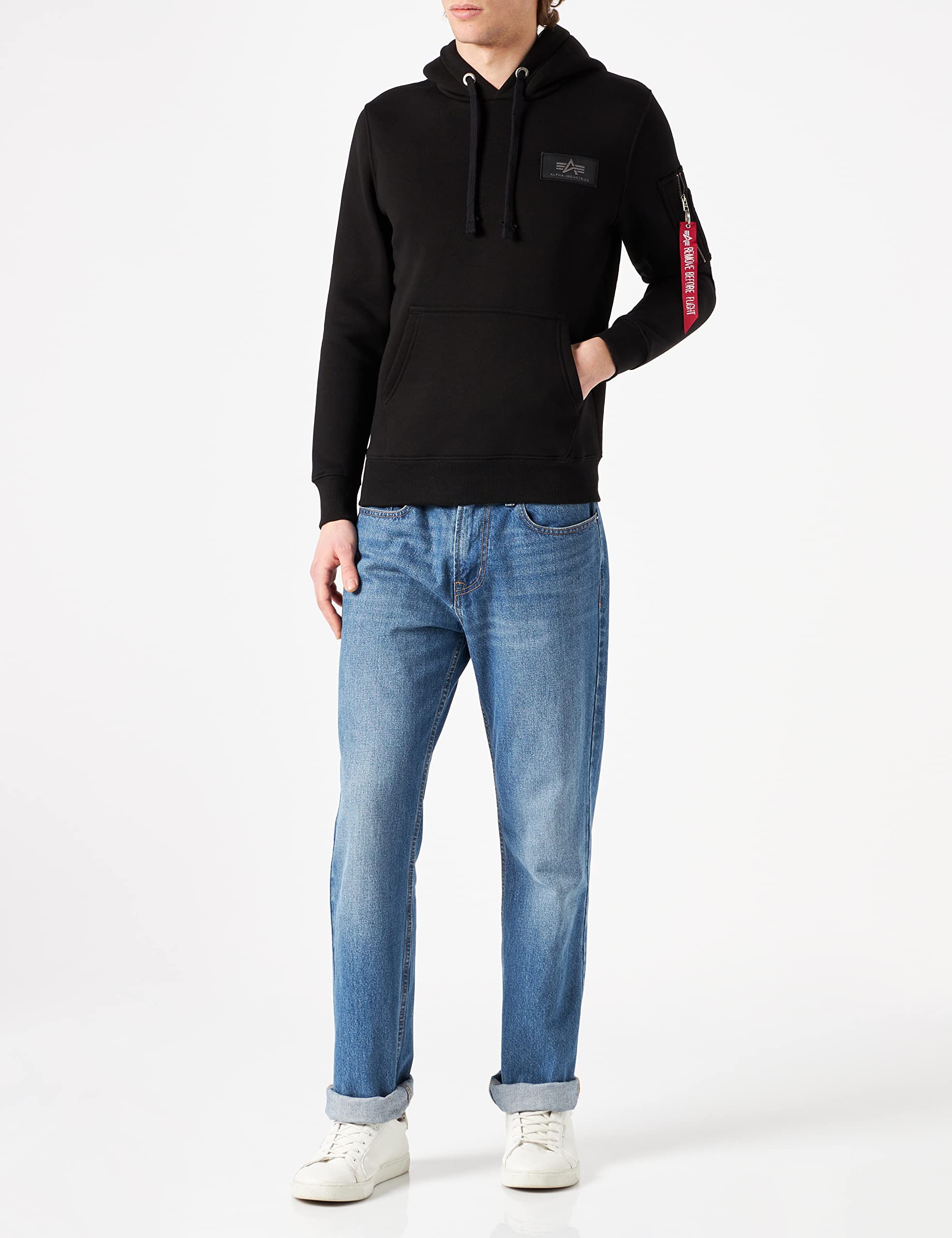 ALPHA INDUSTRIES Kapturek Mężczyźni Bluza z kapturem z nadrukiem odblaskowym