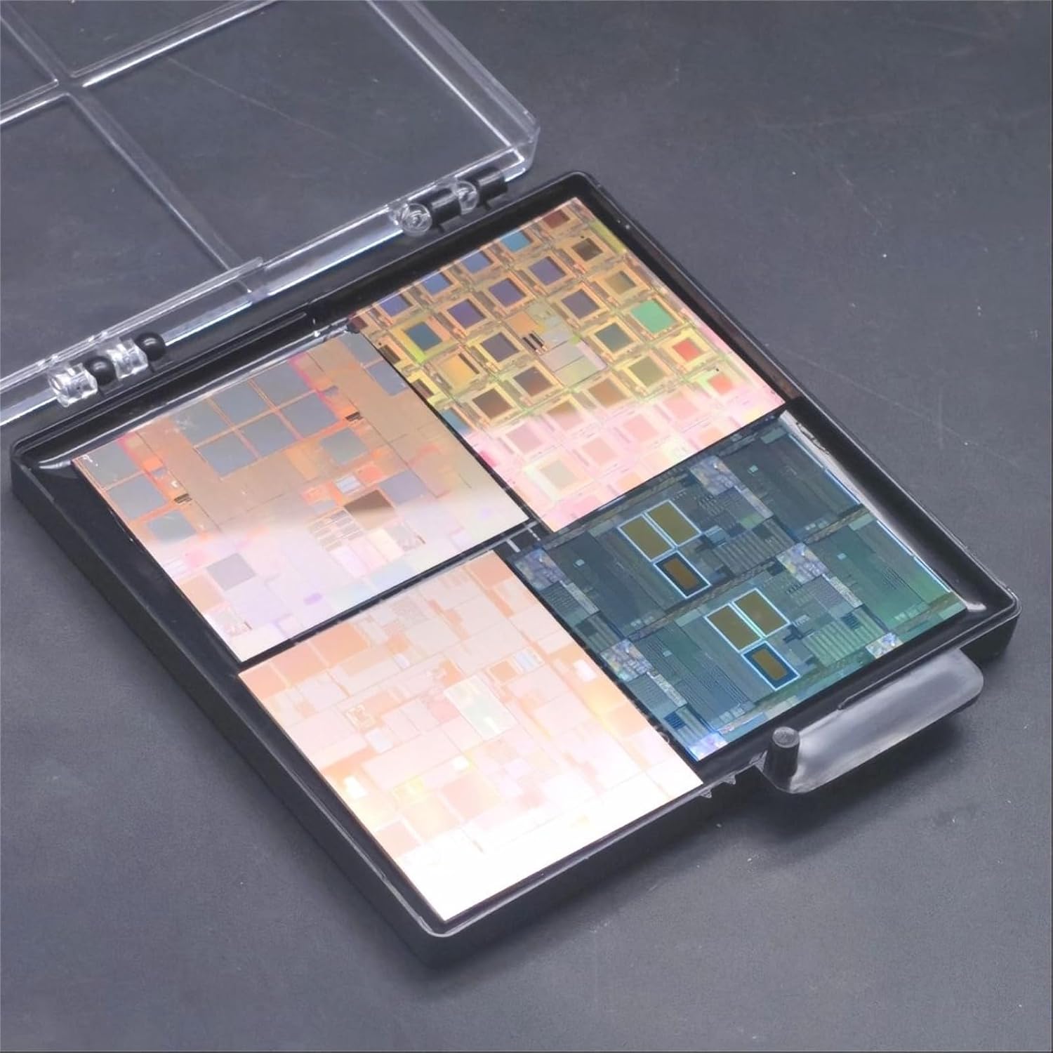 Non-Functional Silicon Bare Die Wafer, IC Semiconductor Chip Sample with CPU Pattern for STEM Education, Tech Display, Research Demonstration (5pcs 20x20mm Random Box)