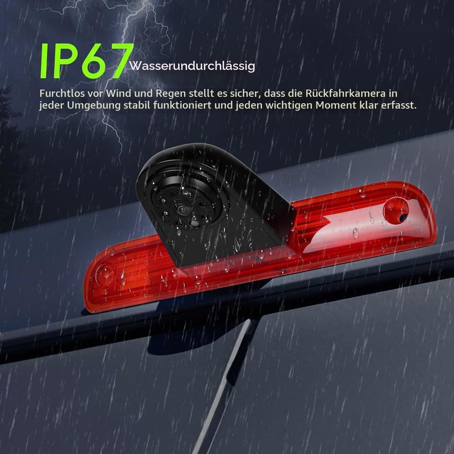 CAMECHO Bremsleuchte Rückfahrkamera HD Nachtsicht IP67 Wasserdichter Kamera für FIAT Ducato Peugeot Boxer 2006-2018 Dritte Bremslicht mit Weitwinkel 140°, 12V, 10M kabelgebundene Verbindung